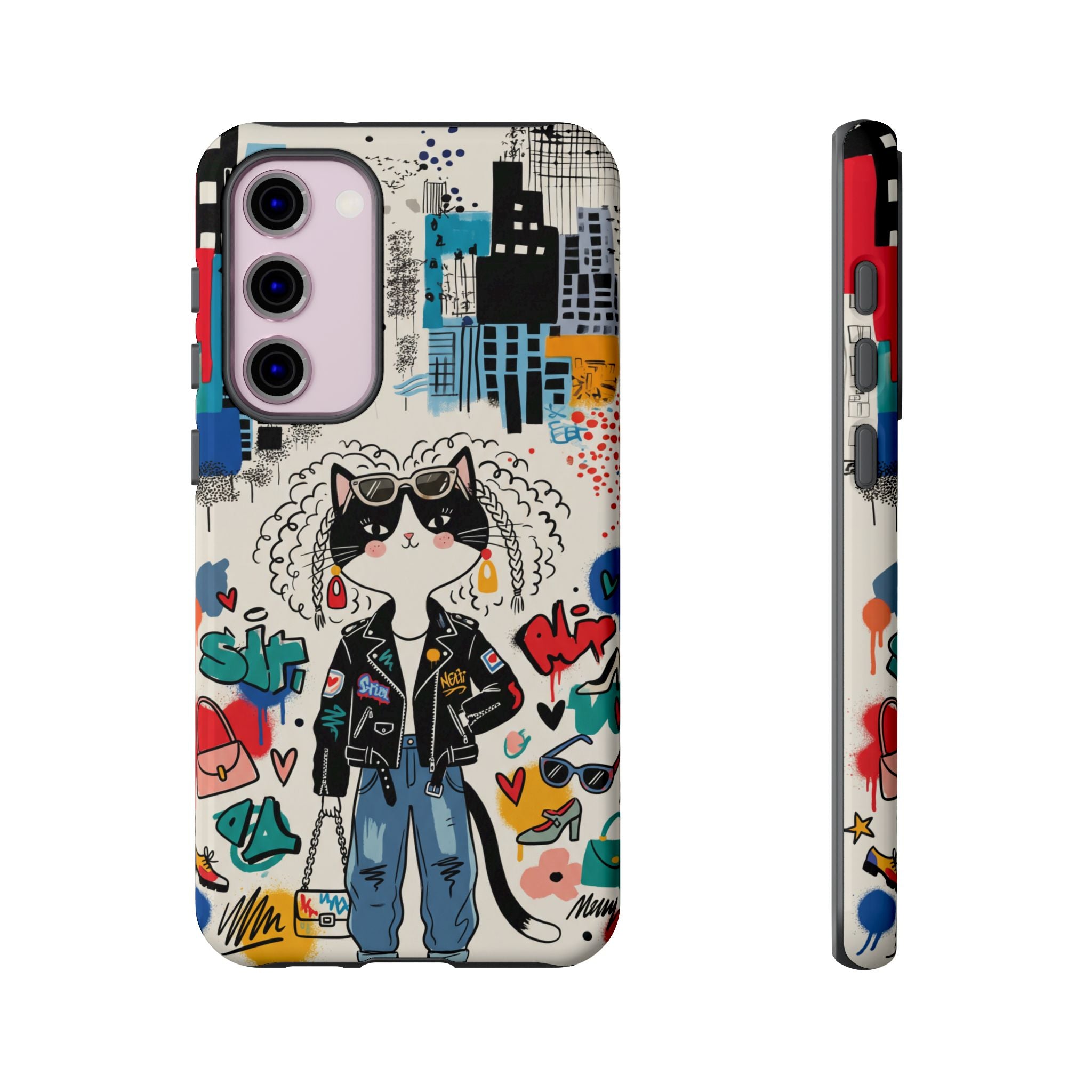 Punk City Cat Graffiti Design Samsung Galaxy Phone Case