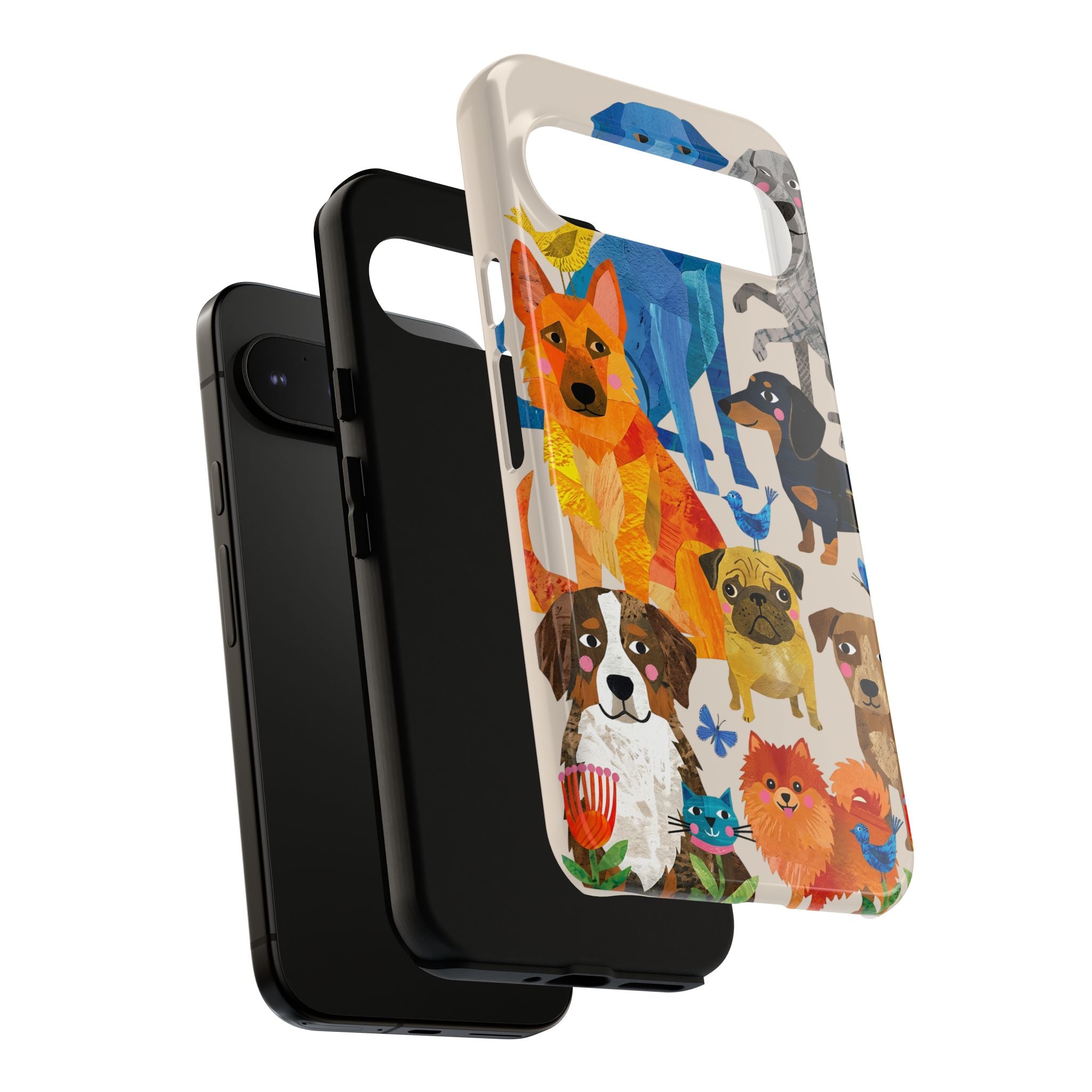 Colorful Dogs Pattern Google Pixel Phone Case | Cute Watercolor Puppy Design Tough Case