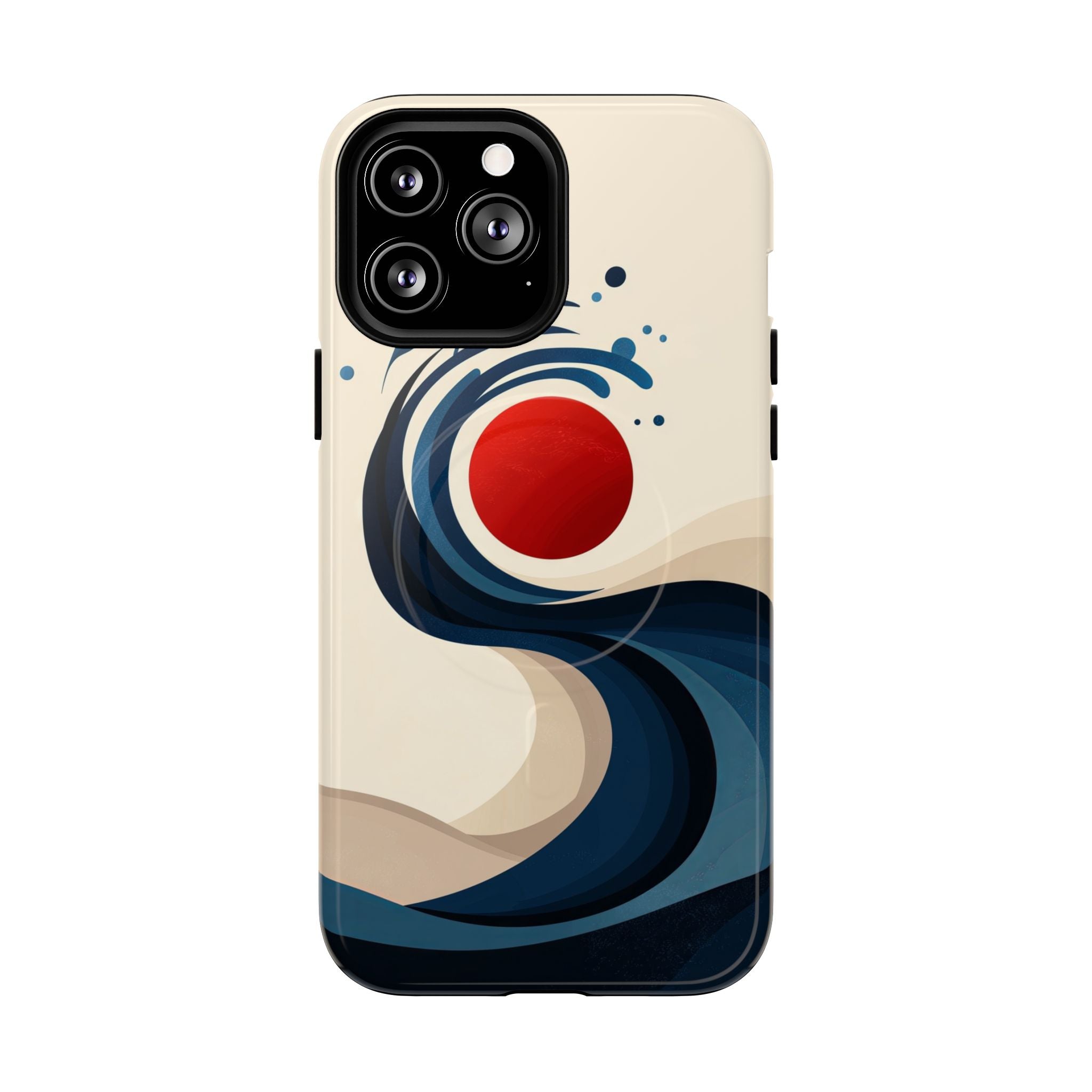 Abstract Wave MagSafe iPhone Case | Red Sun Ocean Art