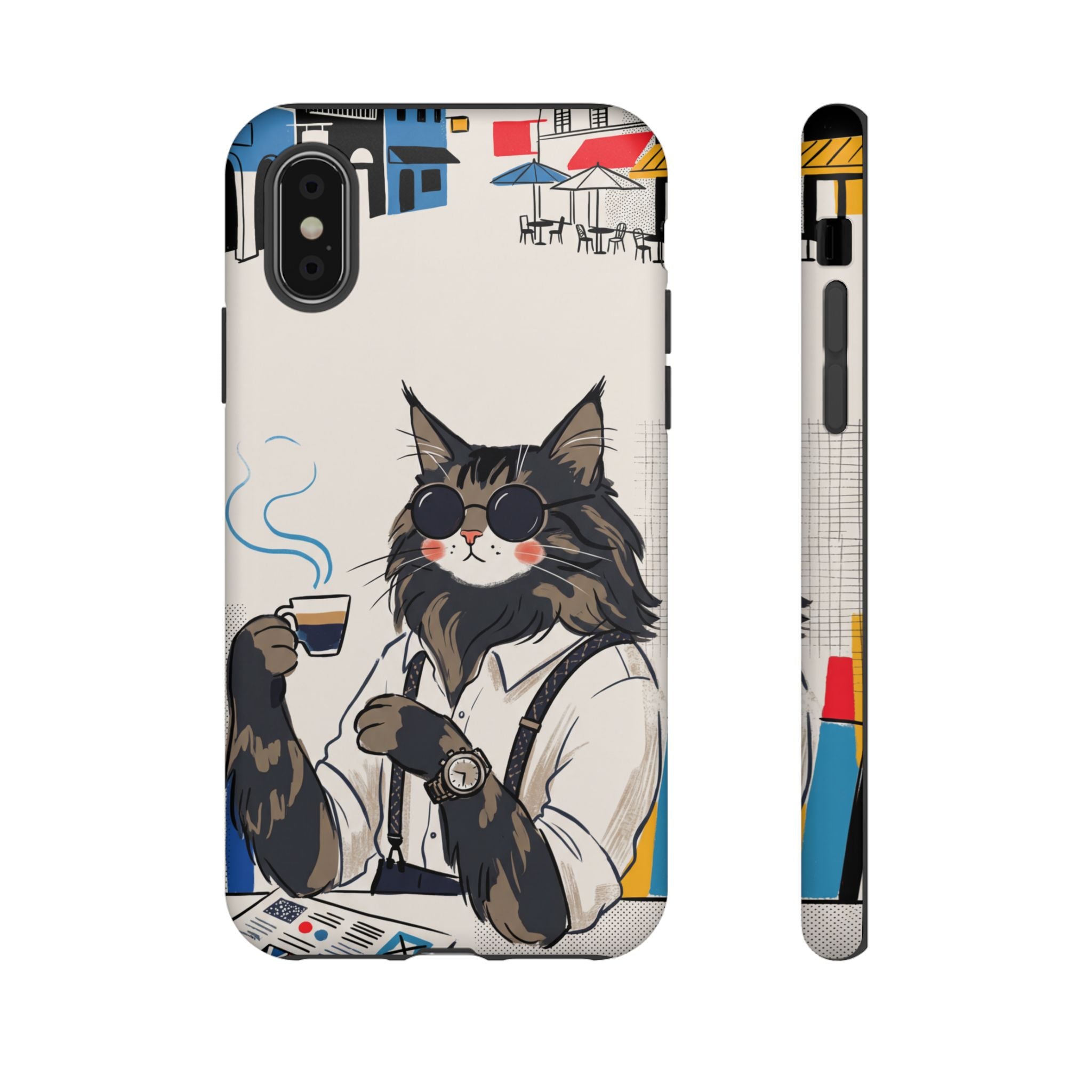 Cat Barista iPhone Case | Cool Cat in Sunglasses Coffee Shop Design