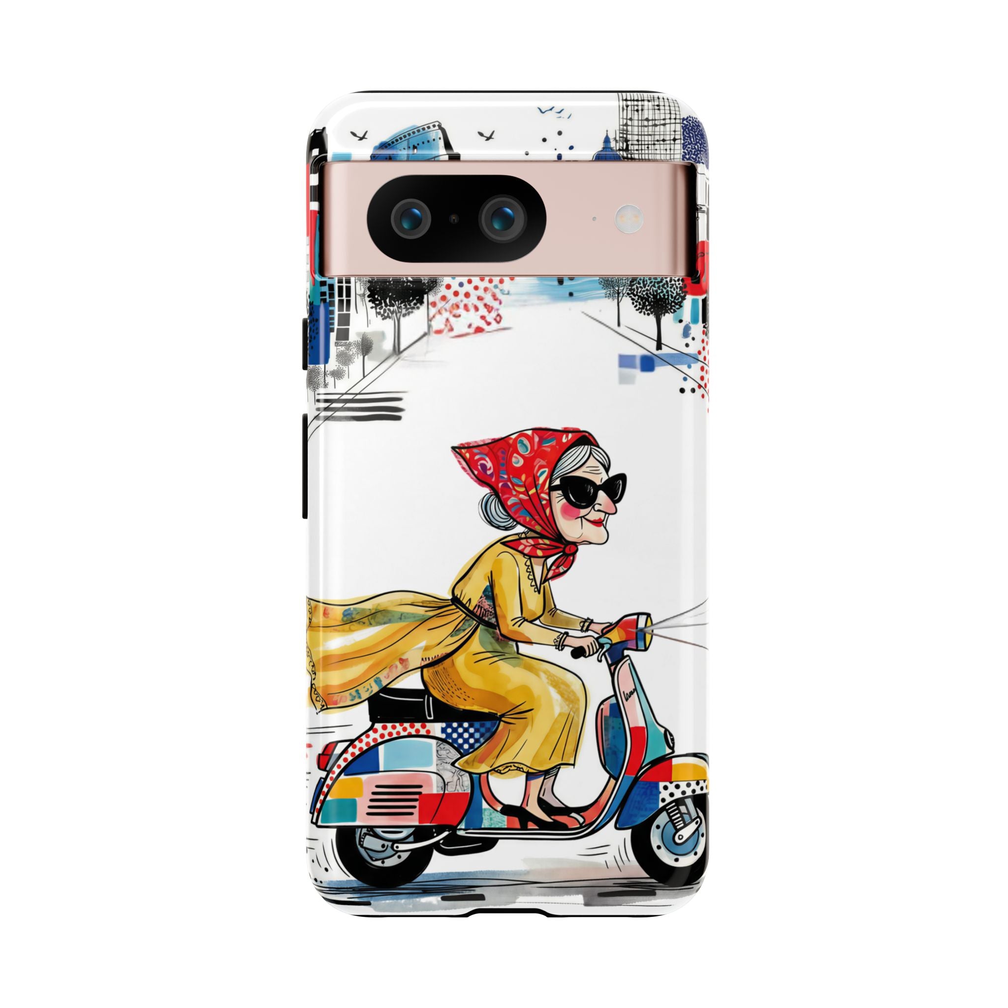 Vintage Vespa Granny Google Pixel Phone Case | Retro Scooter Travel iPhone Cover