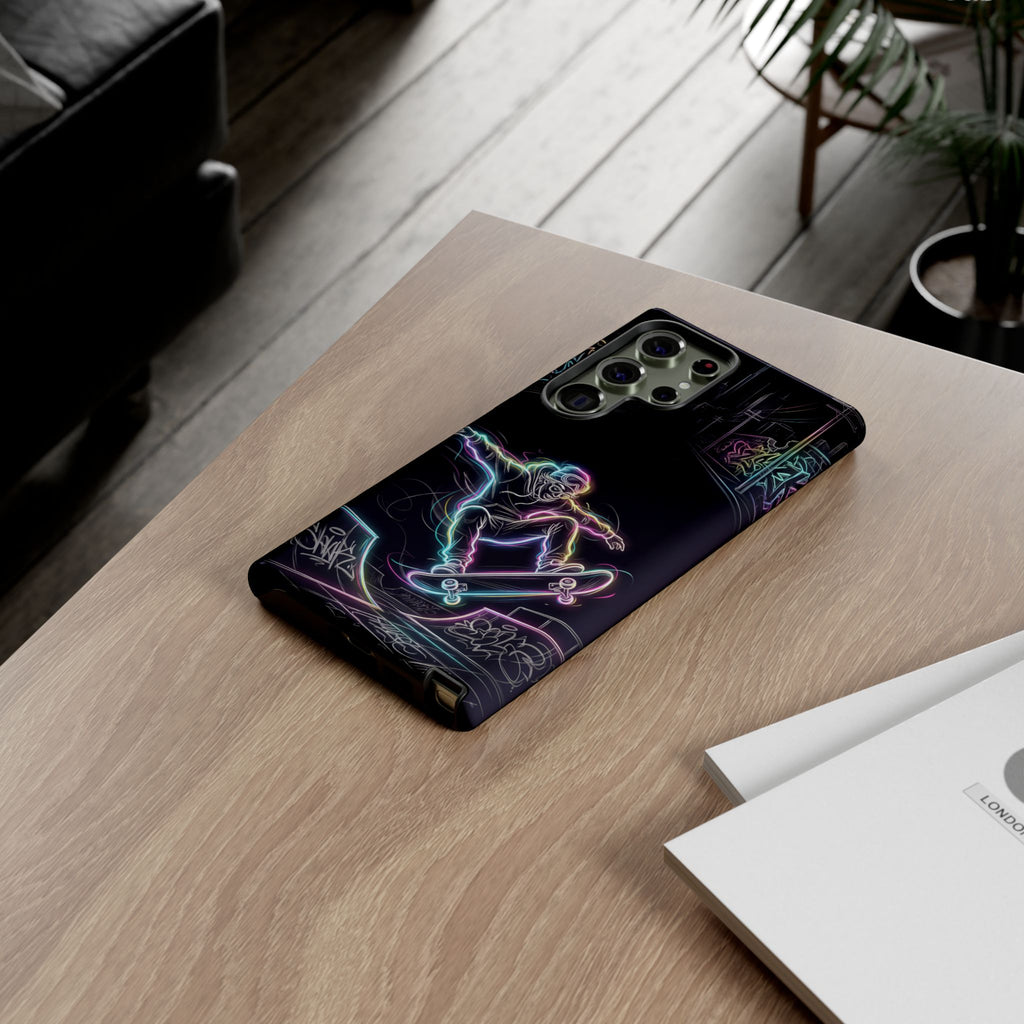 Neon Skateboard Samsung Galaxy Phone Case | Glow Skatepark Protective Cover