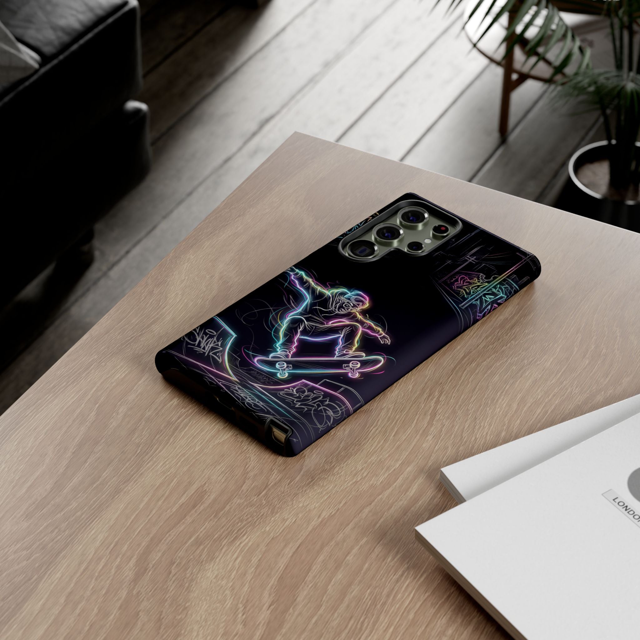 Neon Skateboard Samsung Galaxy Phone Case | Glow Skatepark Protective Cover