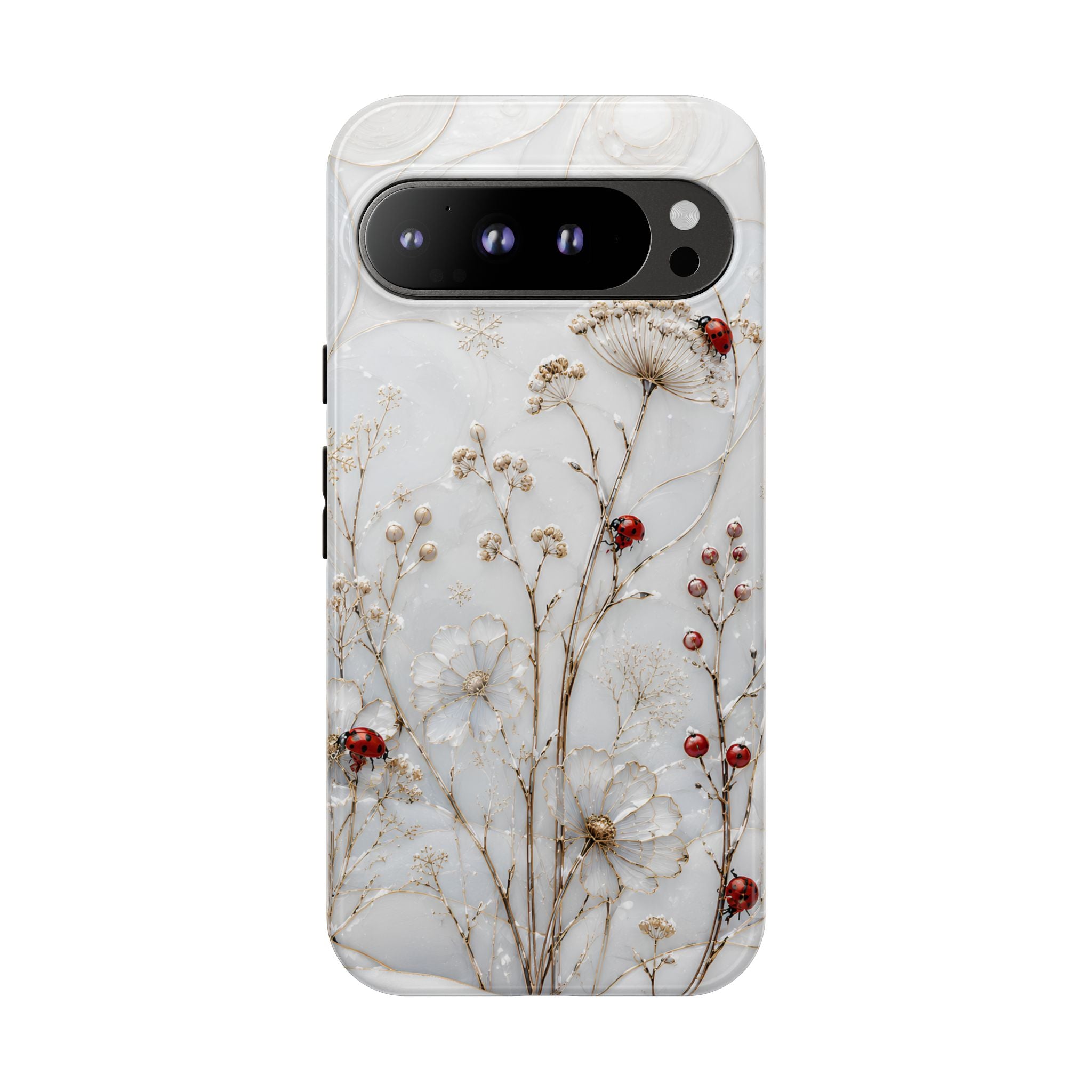 Ladybug Floral Google Pixel Phone Case | White Flower iPhone Case