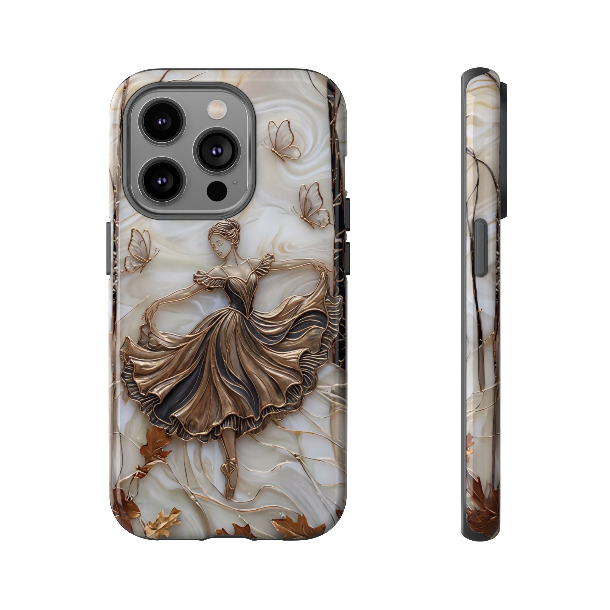 Elegant Bronze Ballerina Dance Design iPhone Case