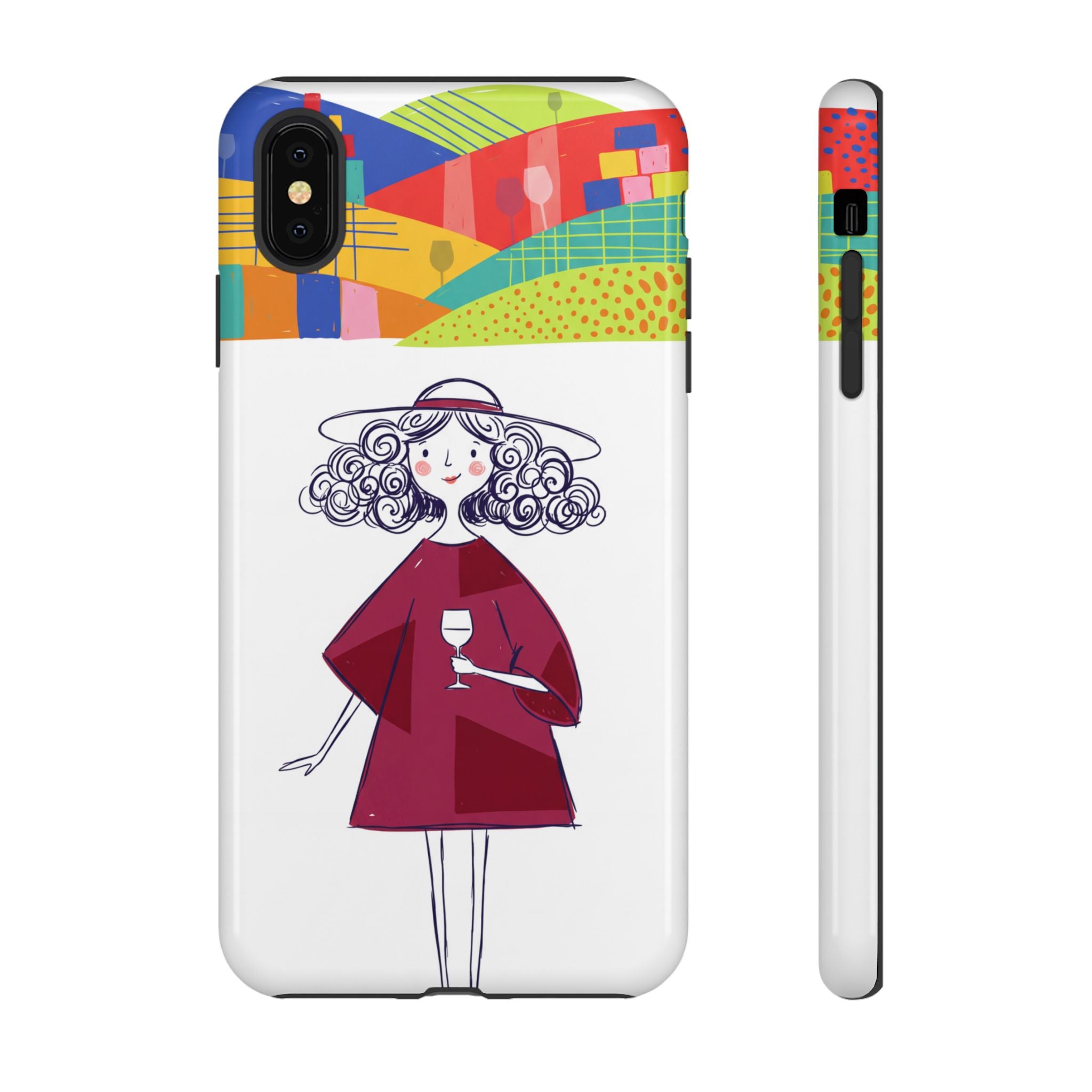 Colourful Artistic Wine Lady iPhone Case