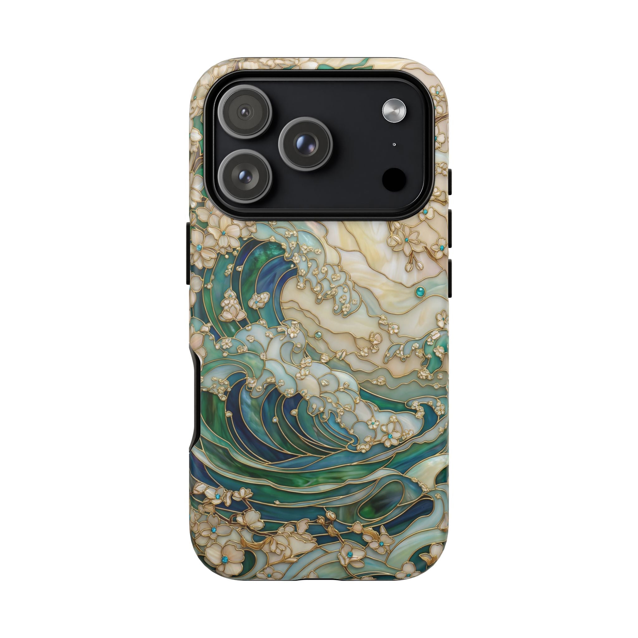 Elegant Ocean Wave Floral Art iPhone Case