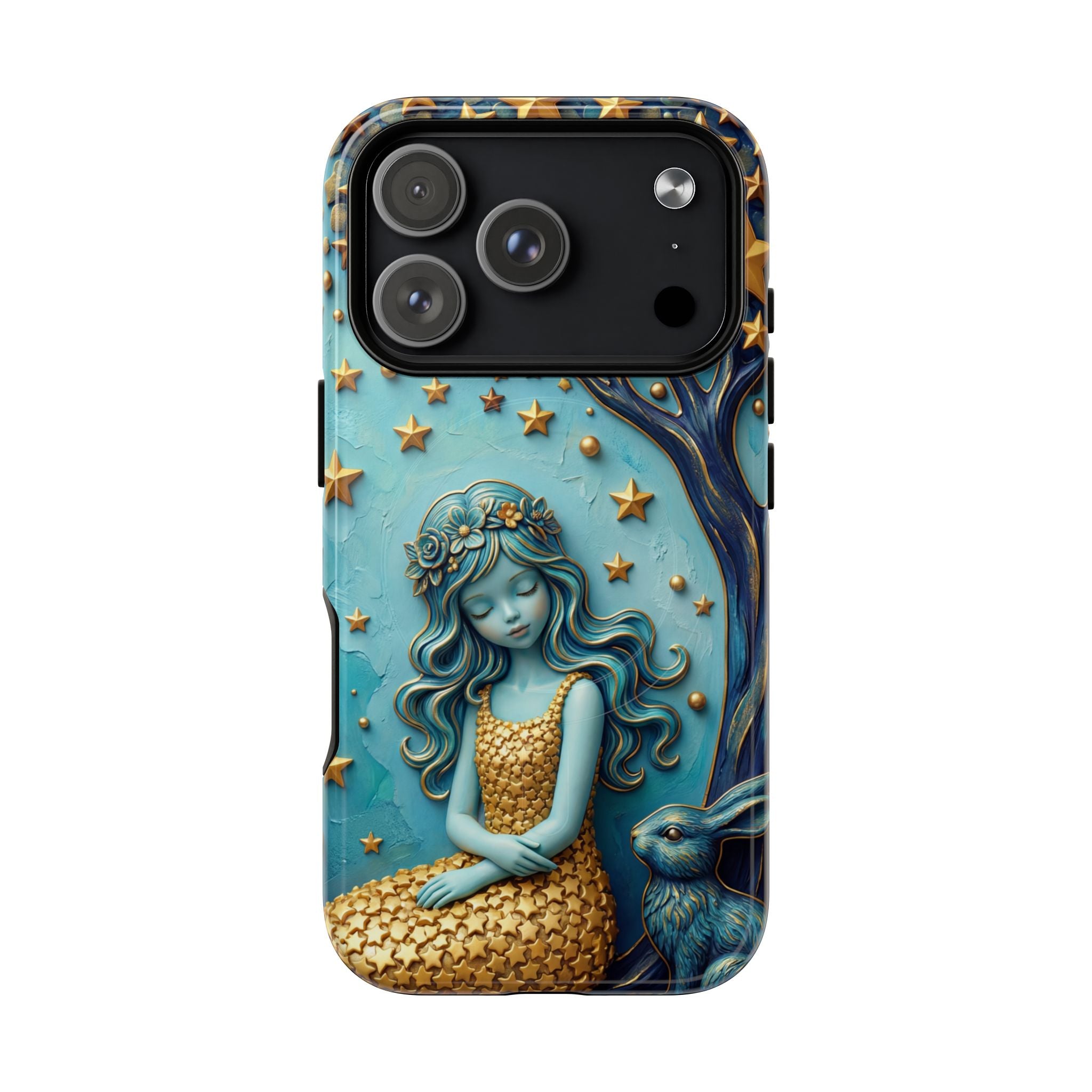 Custodia rigida MagSafe per iPhone Dreamy Maiden Under Starry Sky