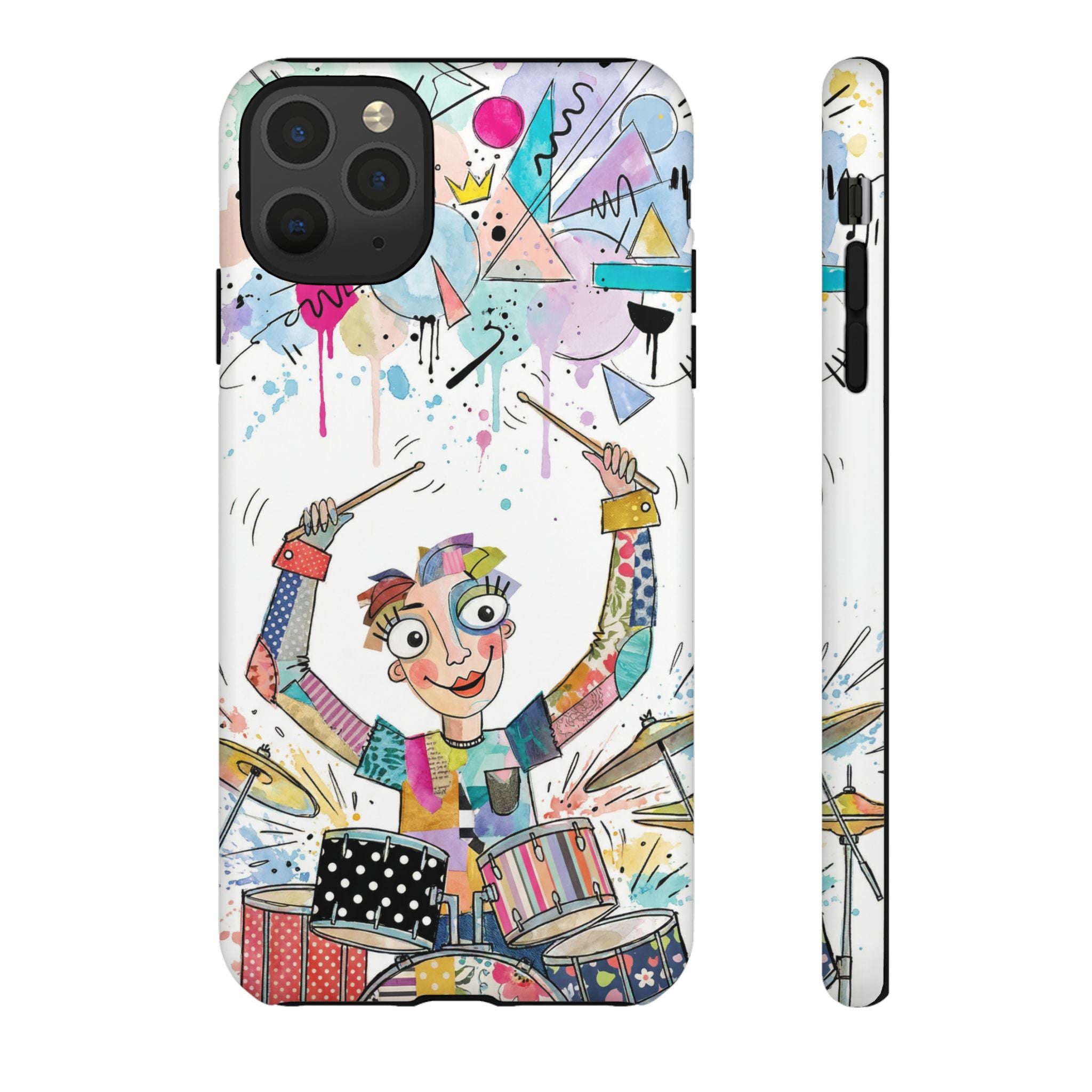 Drummer Boy iPhone Case | Colorful Cartoon Drum Kit Protective Cover