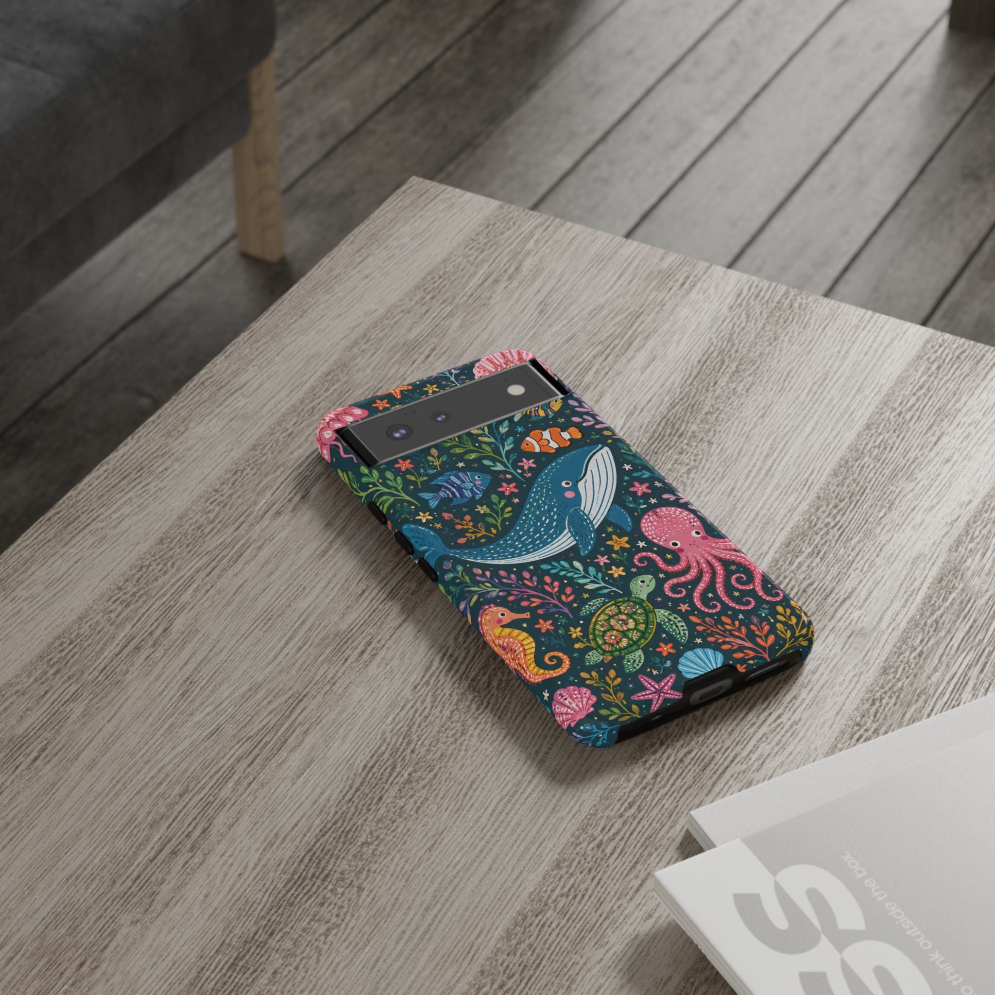 Ocean Creatures Tough  Google Pixel Phone Case | Whale, Octopus & Turtle Underwater Pattern
