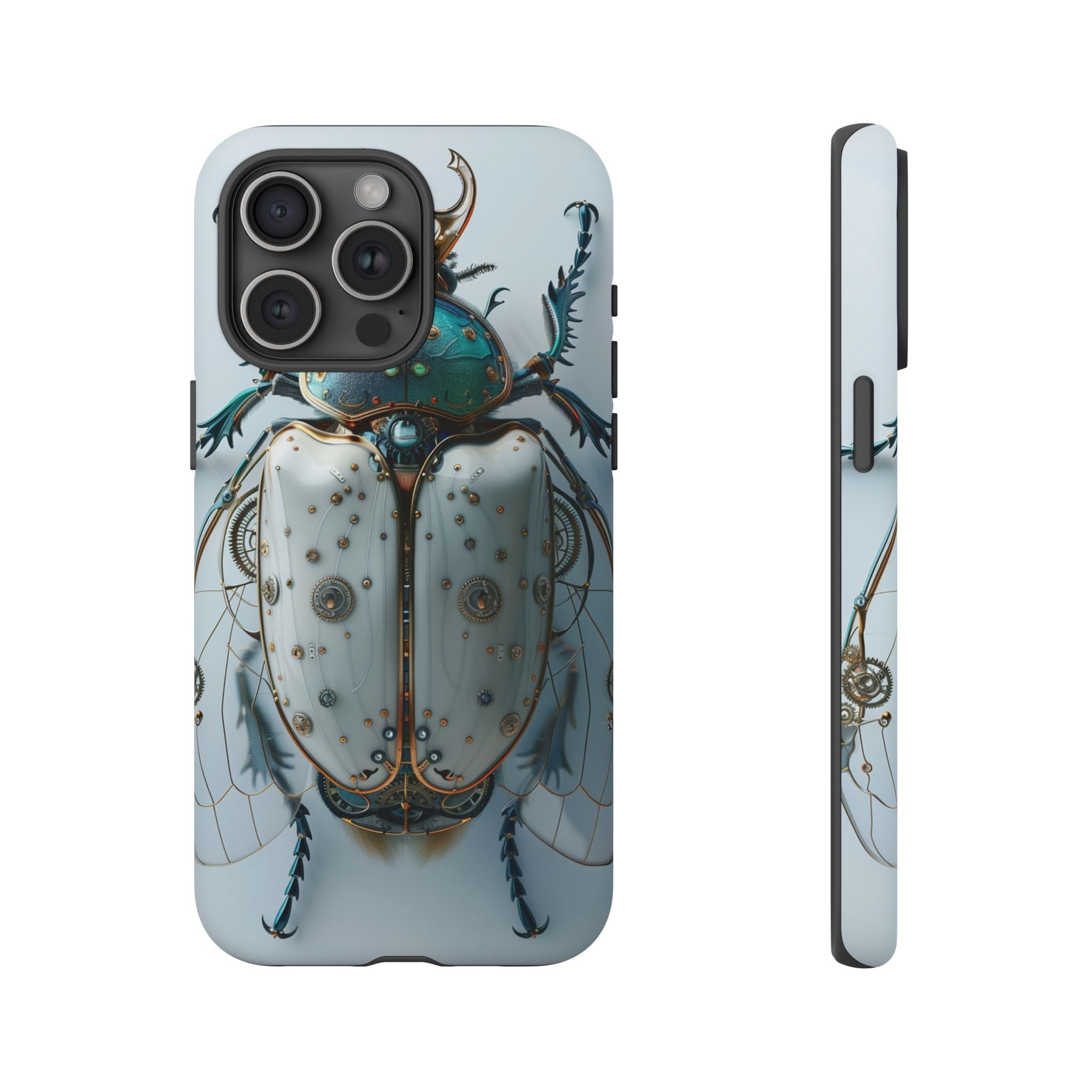 Steampunk White Beetle Protective Tough iPhone Case
