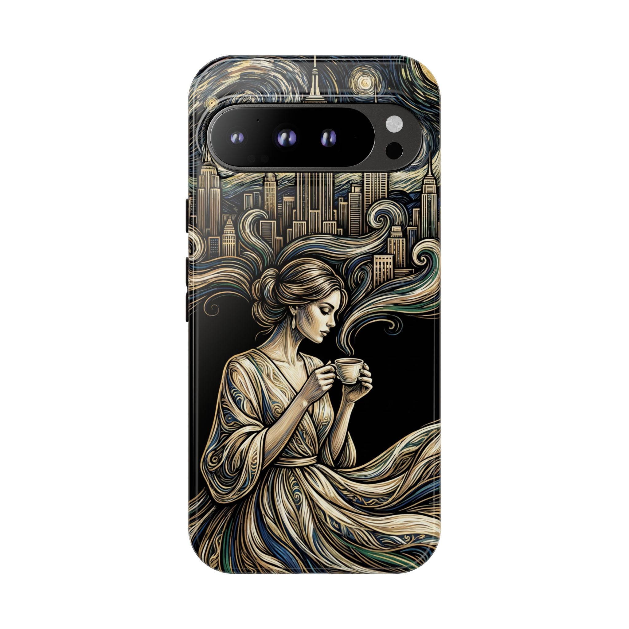 Vintage Cityscape Woman Tea Art Google Pixel Phone Case