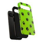 Neon Paw Print Tough Google Pixel Case — Shockproof Pet Lover iPhone Cover