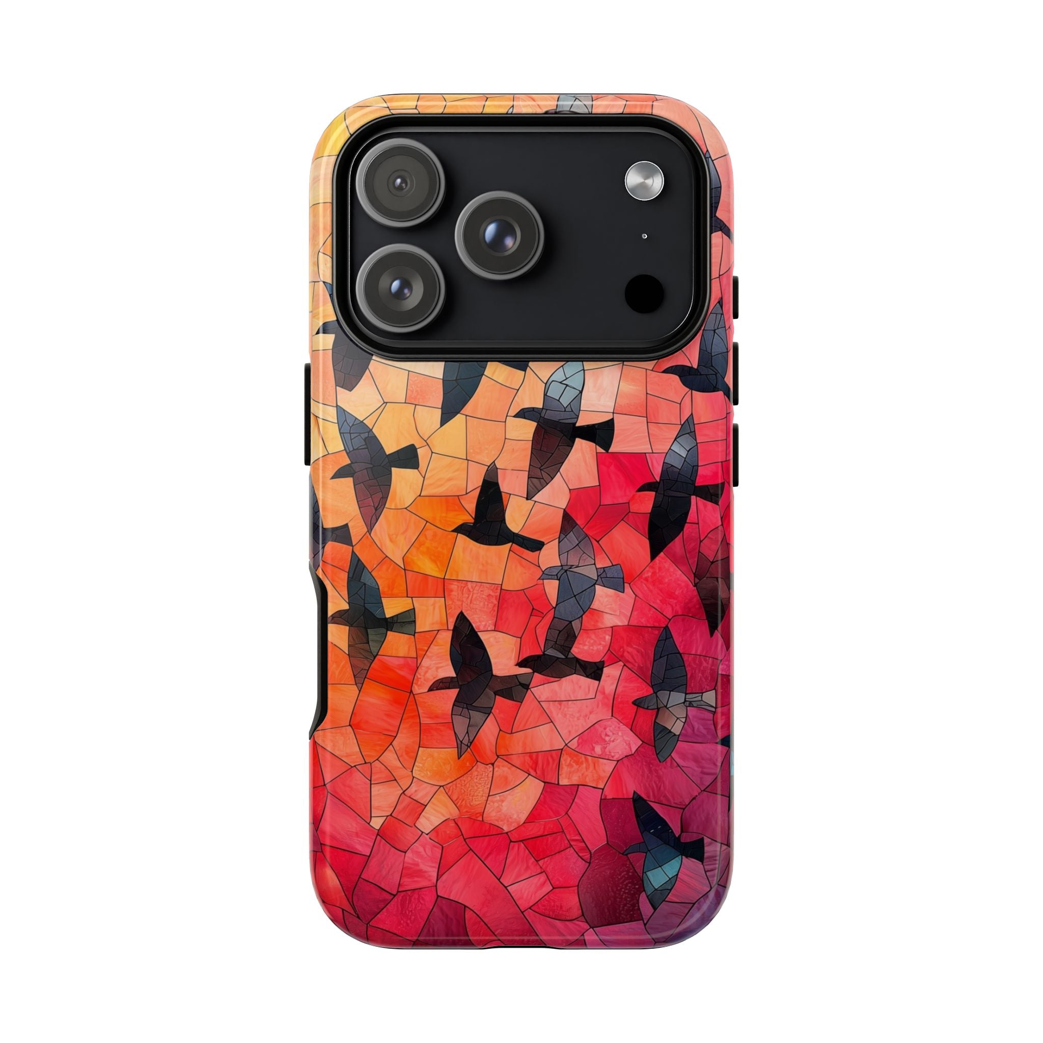 Stained Glass Mosaic Sunset Birds iPhone Case