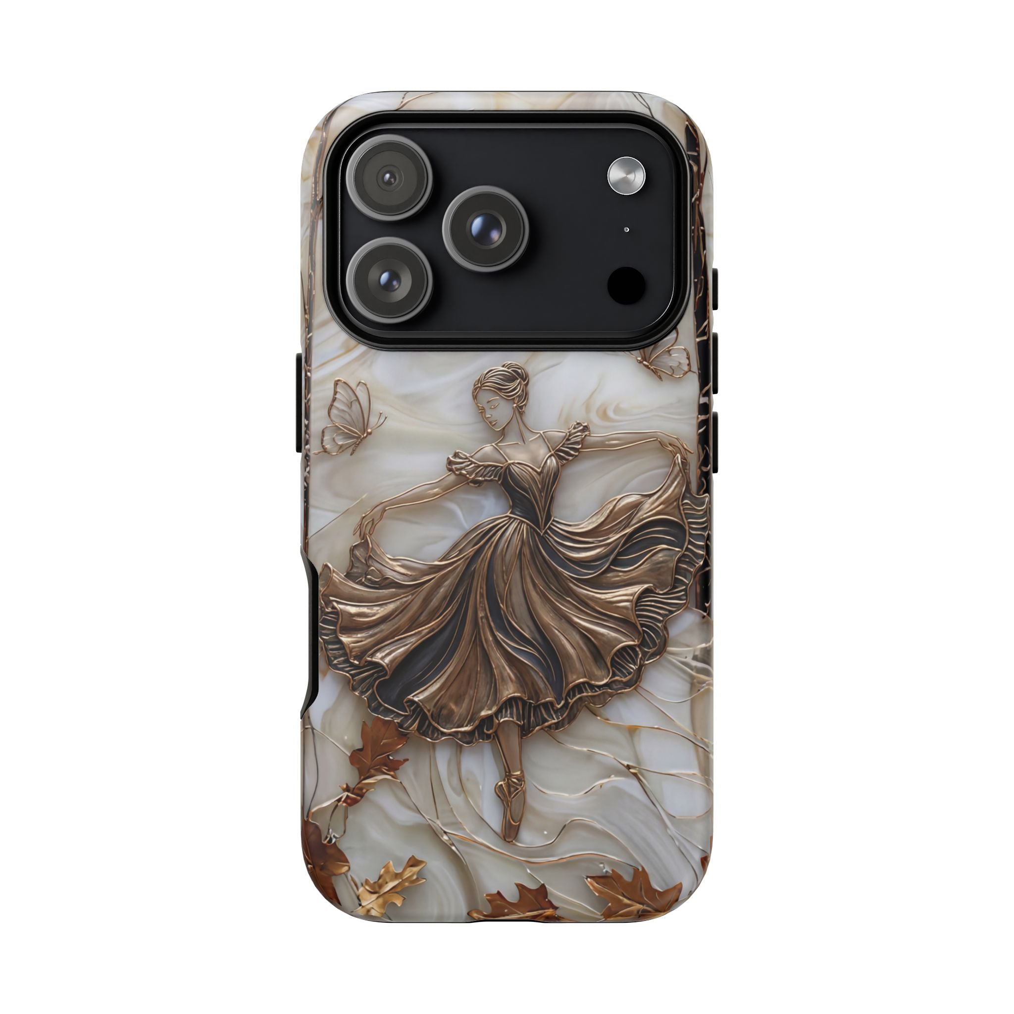 Elegant Bronze Ballerina Dance Design iPhone Case