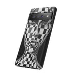 Checkerboard Face Tough Google Pixel Case — Black & White Surreal Art Protective Cover