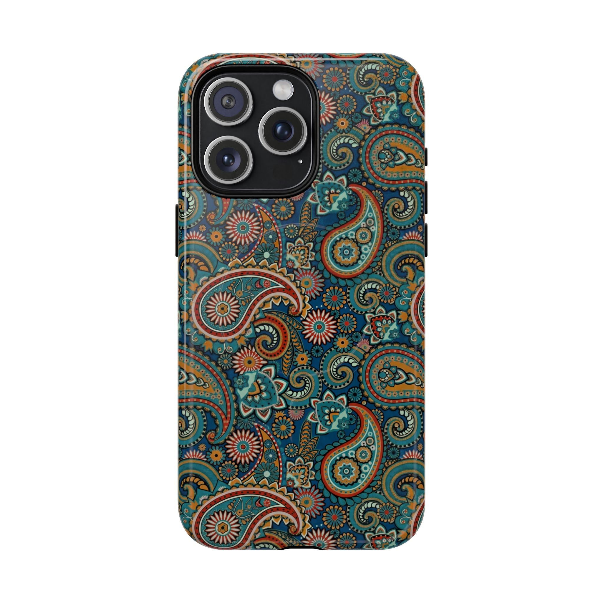 Batik Teal Paisley Tough MagSage iPhone Case