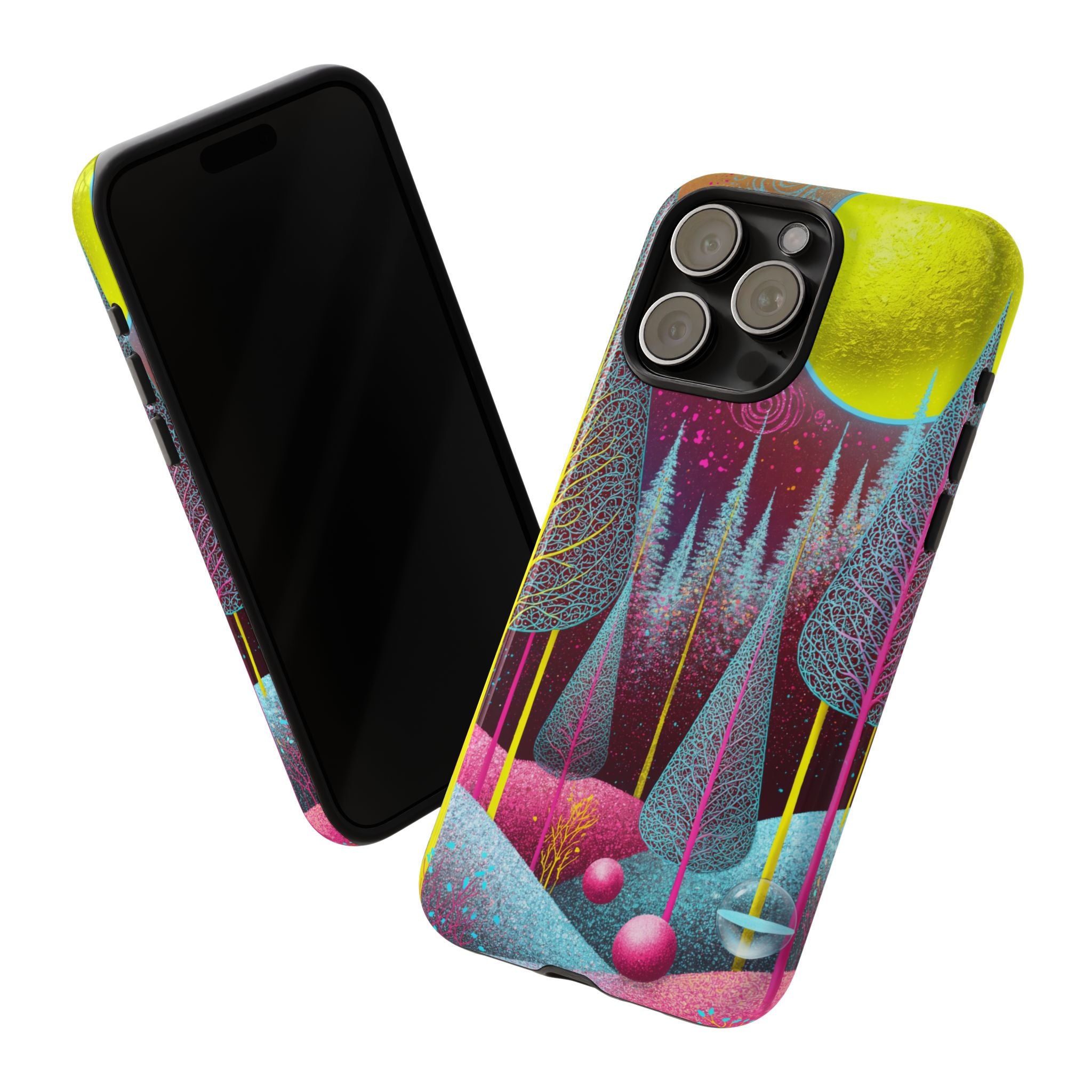 Neon Dreamscape Forest iPhone Case