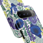 Floral Blue & Purple Tough Google Pixel Phone Case | Protective Botanical Phone Cover