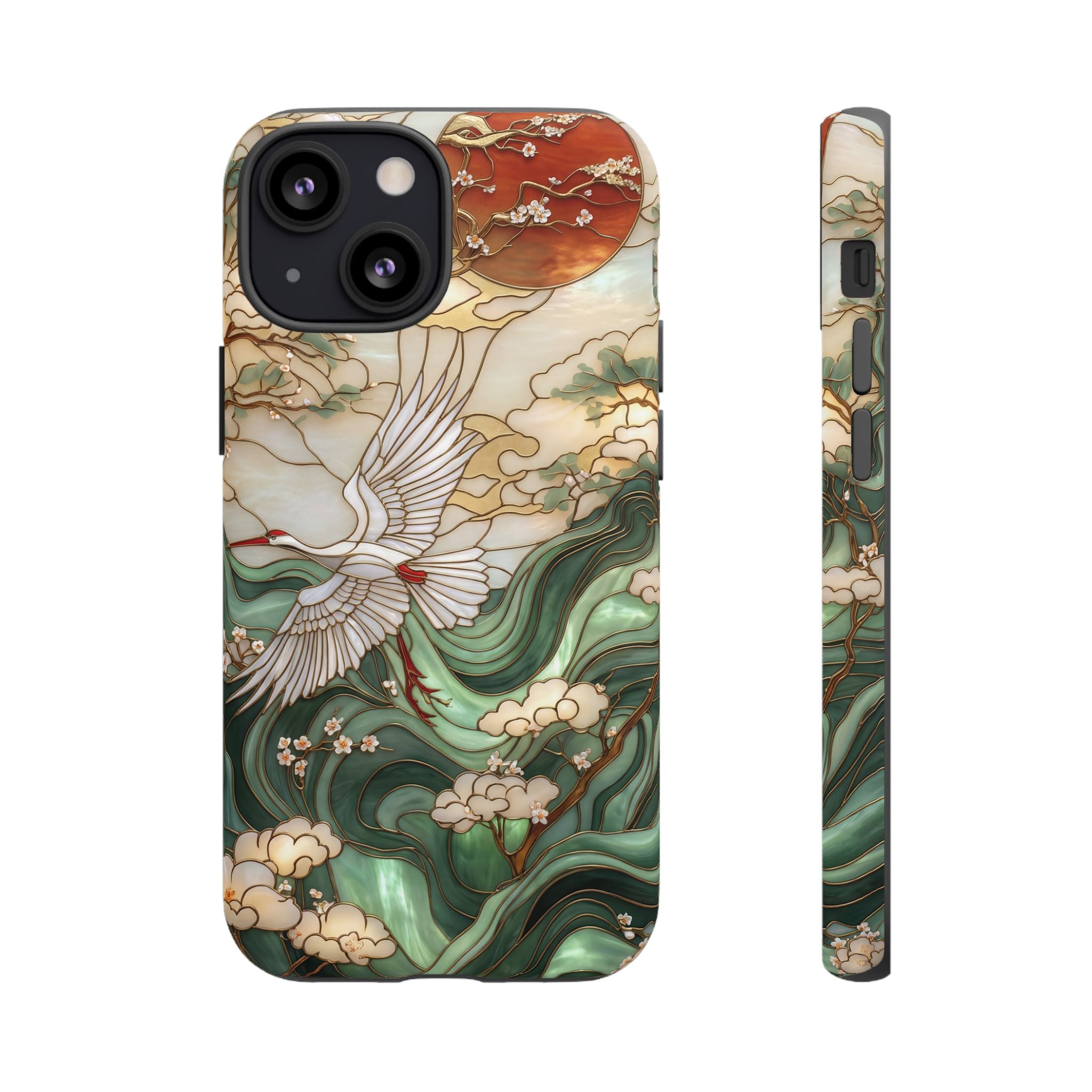 Cranes & Waves Protective iPhone Case | Japanese-Inspired Art Phone Cover