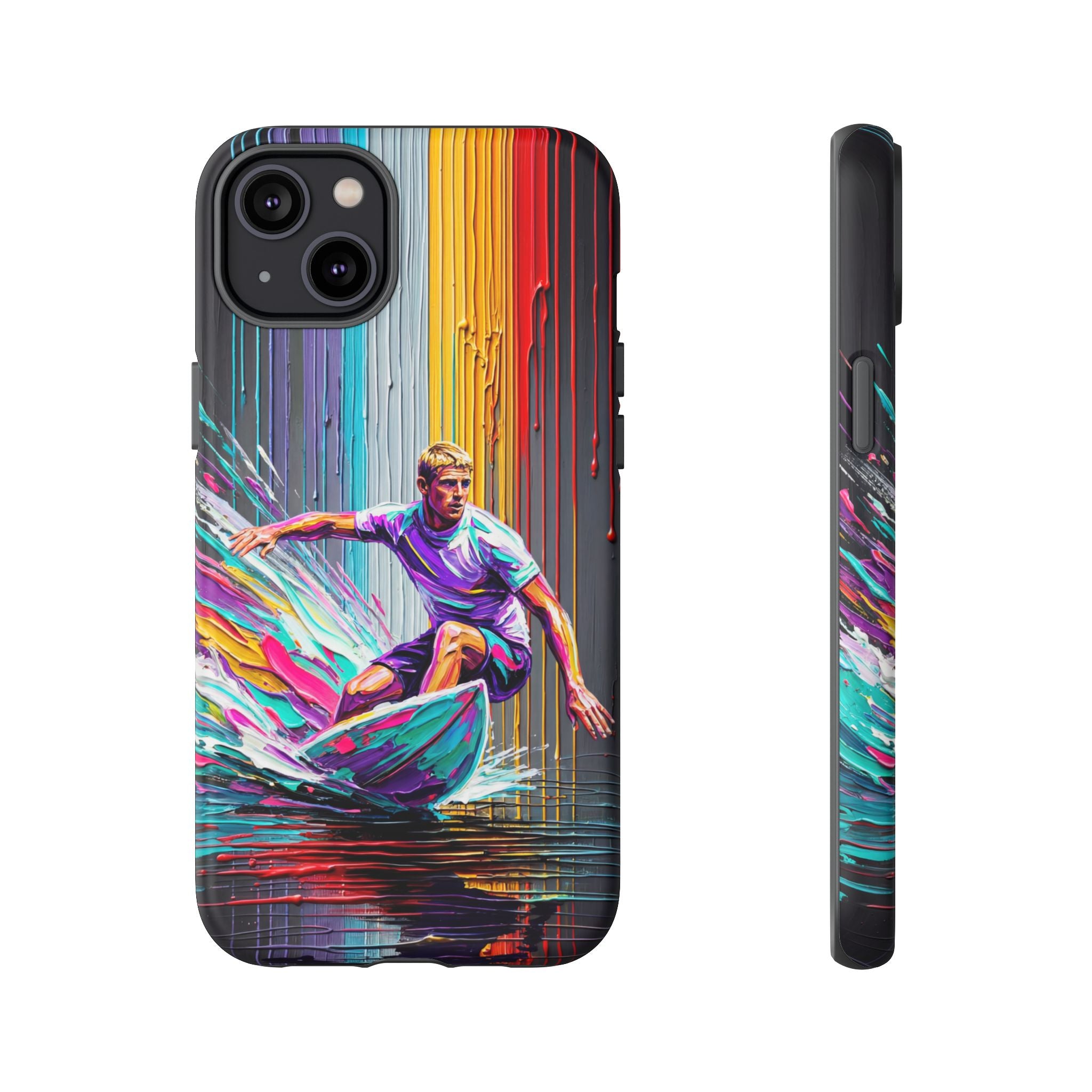Surfing Art iPhone Case | Colourful Wave Surfer Protective Cover