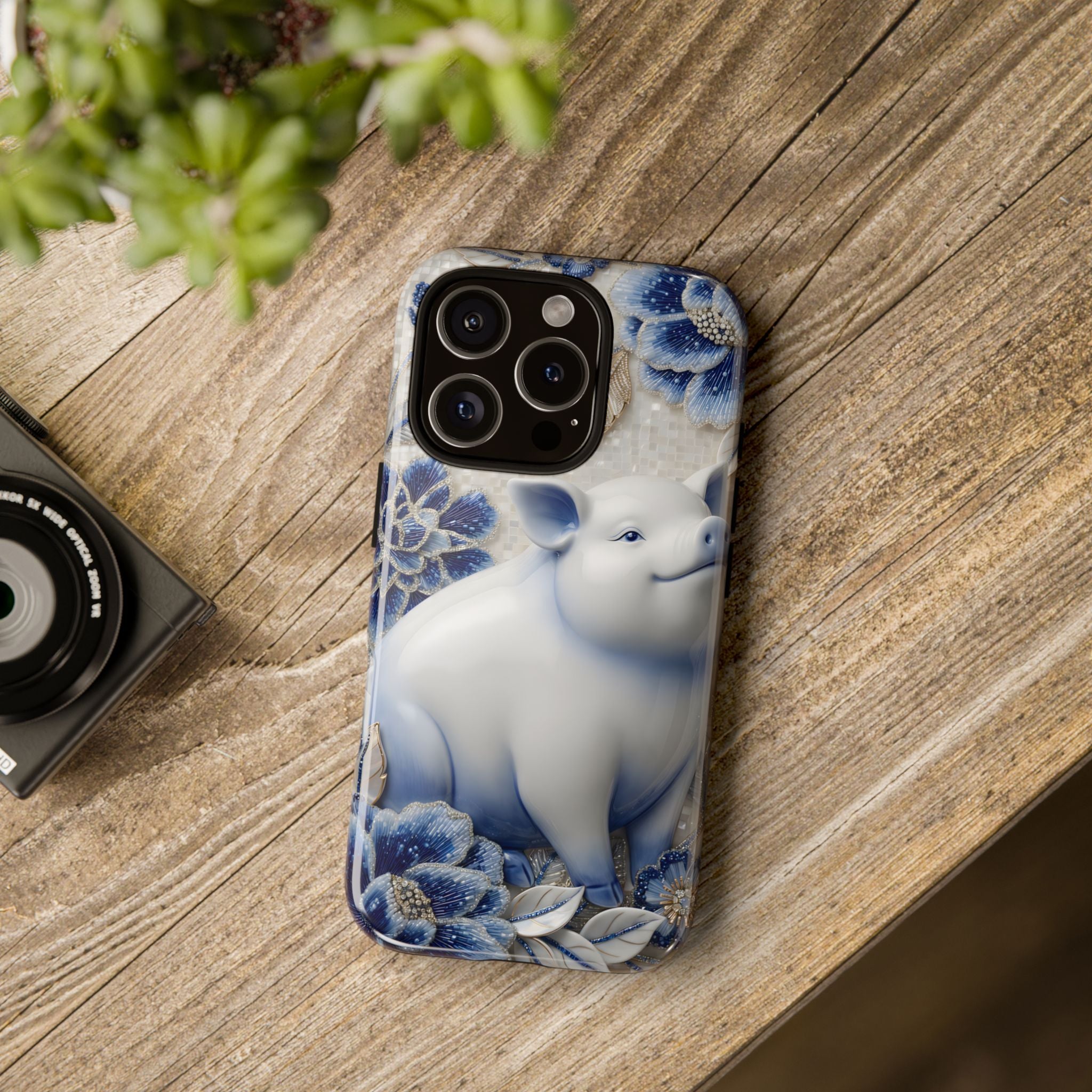 Asian Zodiac Pig iPhone Case | Blue & White Porcelain Slim Protective Shockproof Case| Year of the Pig Gift