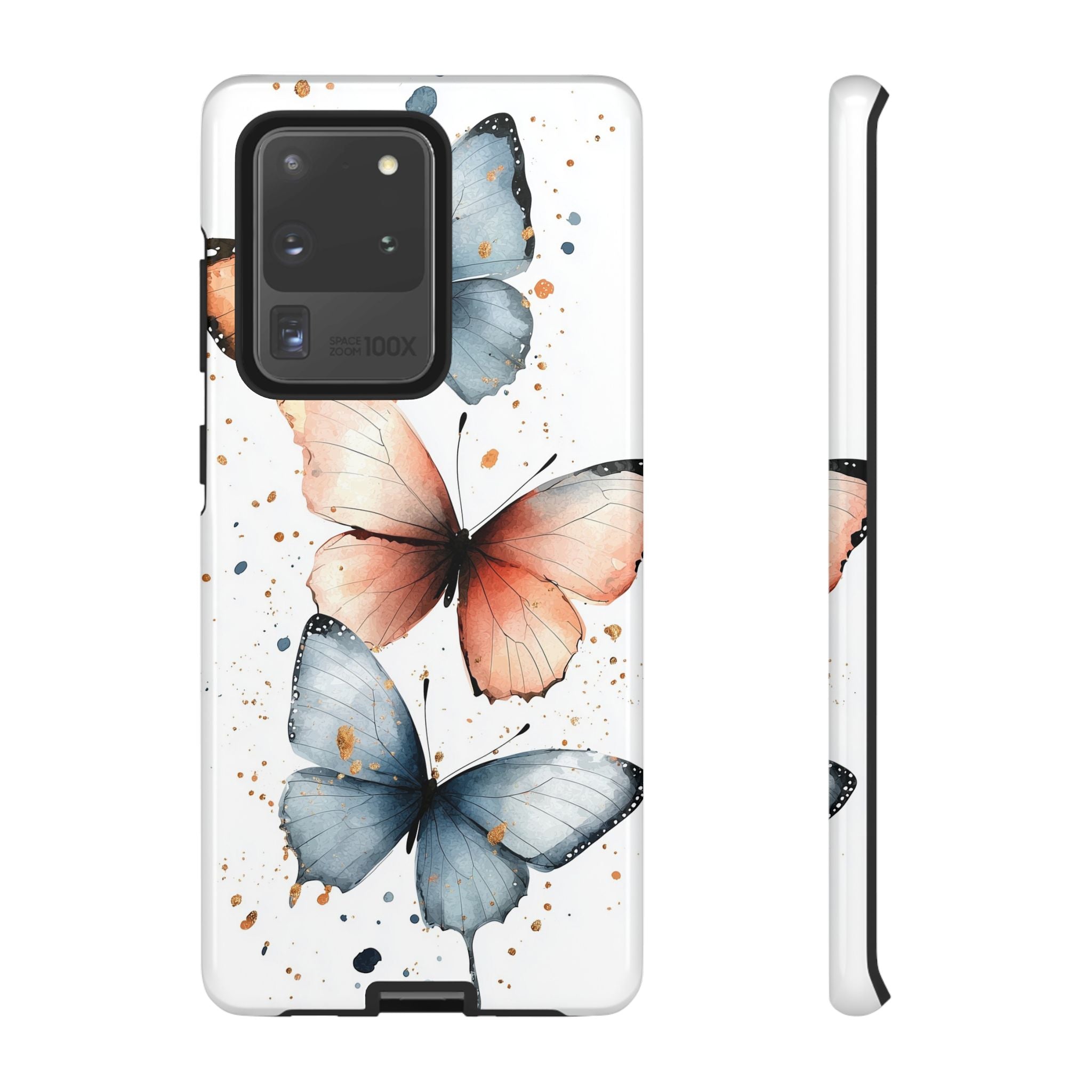 Watercolour Blue & Peach Butterfly Tough Samsung Galaxy Case
