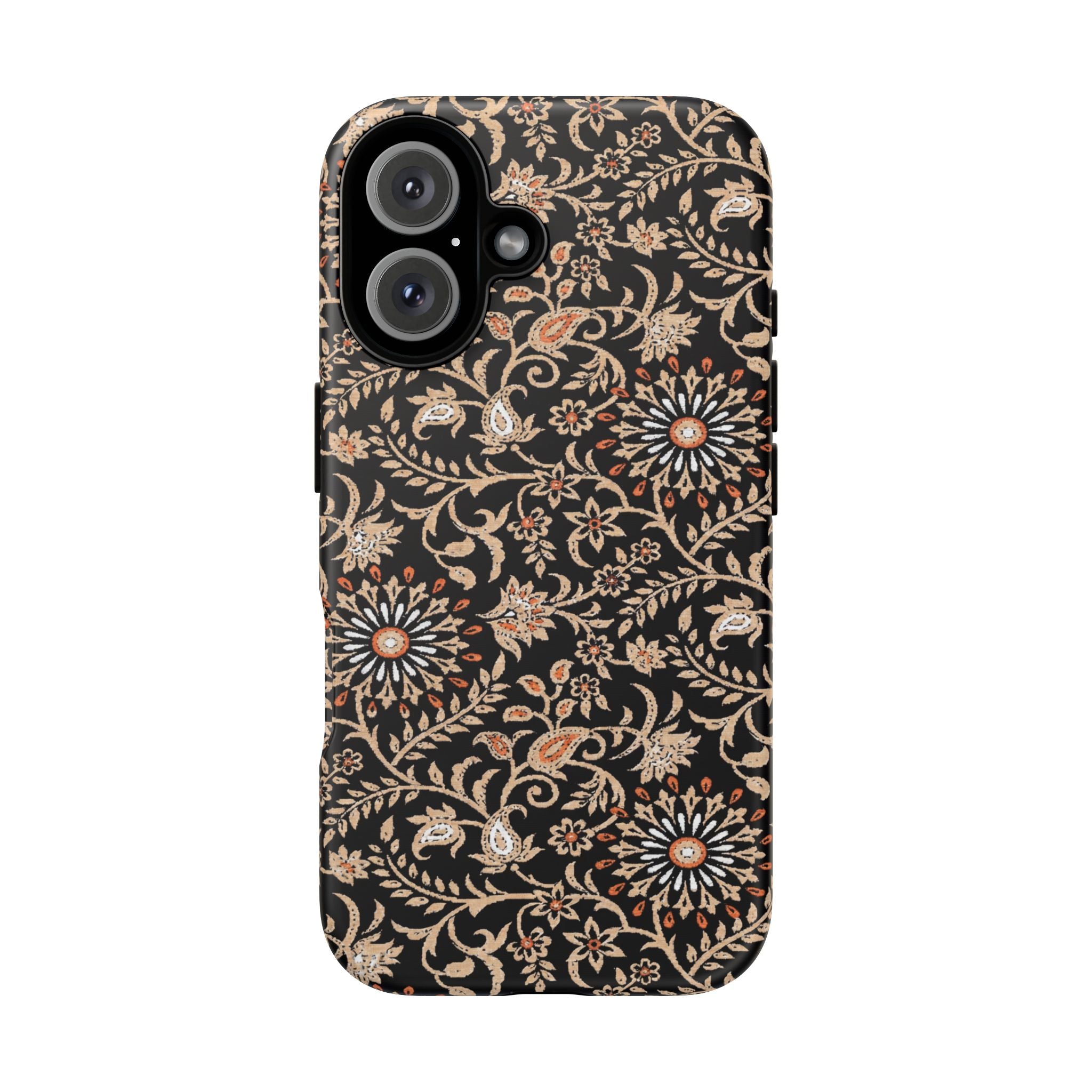Batik Floral Black Ornate Daisies Tough iPhone Case