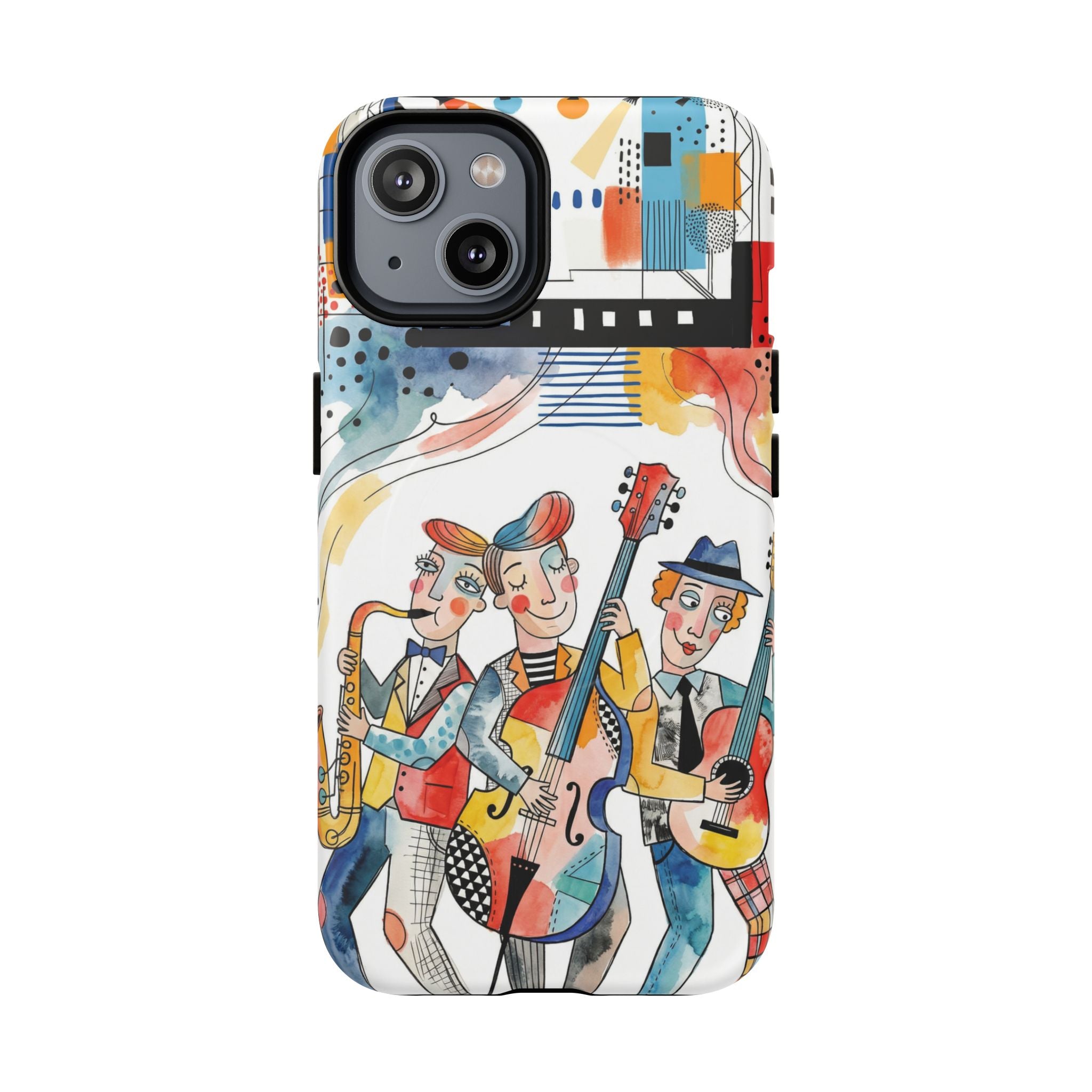Musical Trio Illustrated MagSafe iPhone Case | Colorful Jazz Band Art Phone Cover