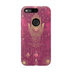 Mystic Hamsa Google Pixel Case | Gold Palm & All-Seeing Eye on Magenta Galaxy