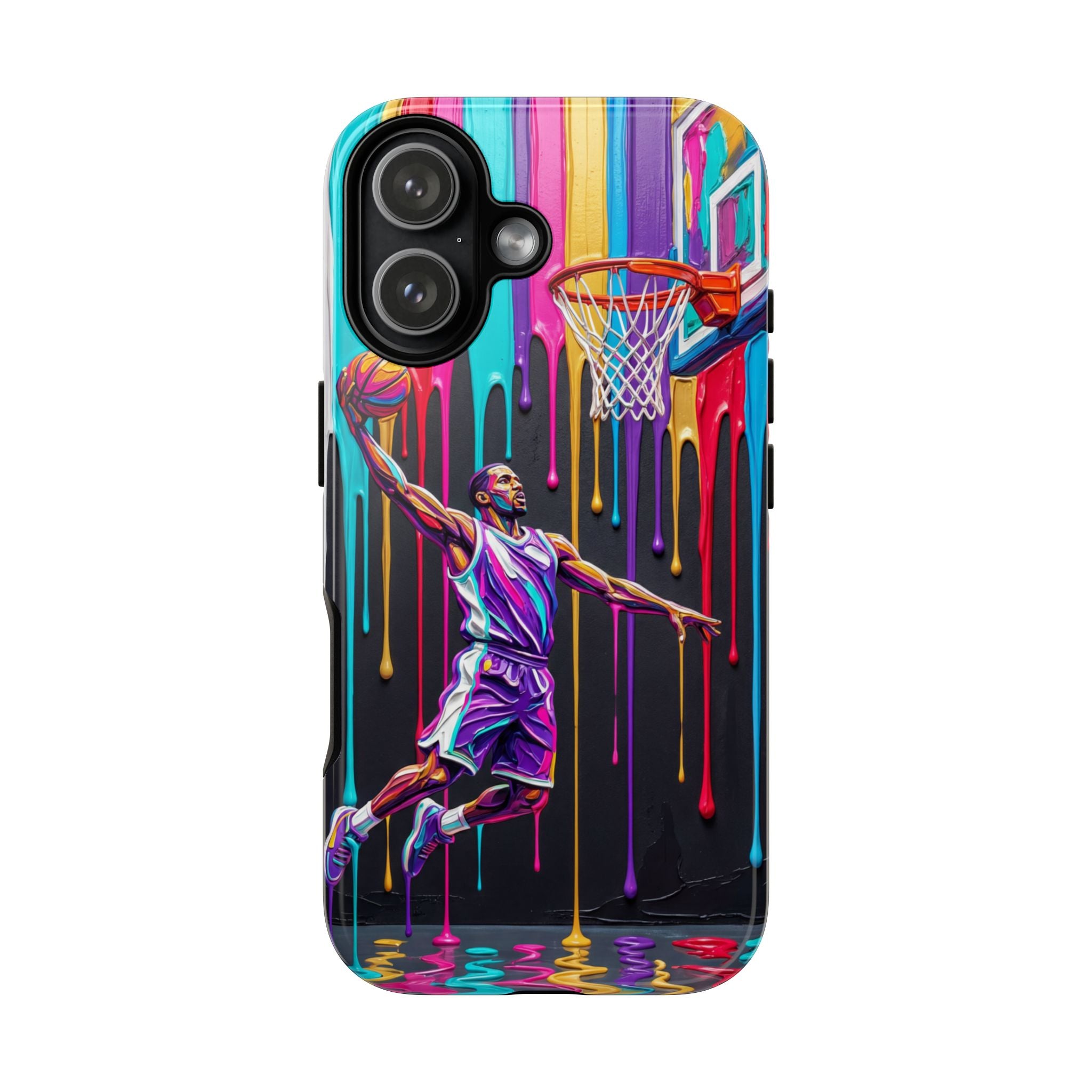 Color Splash Basketball iPhone Case | Vibrant Drip Dunk Design