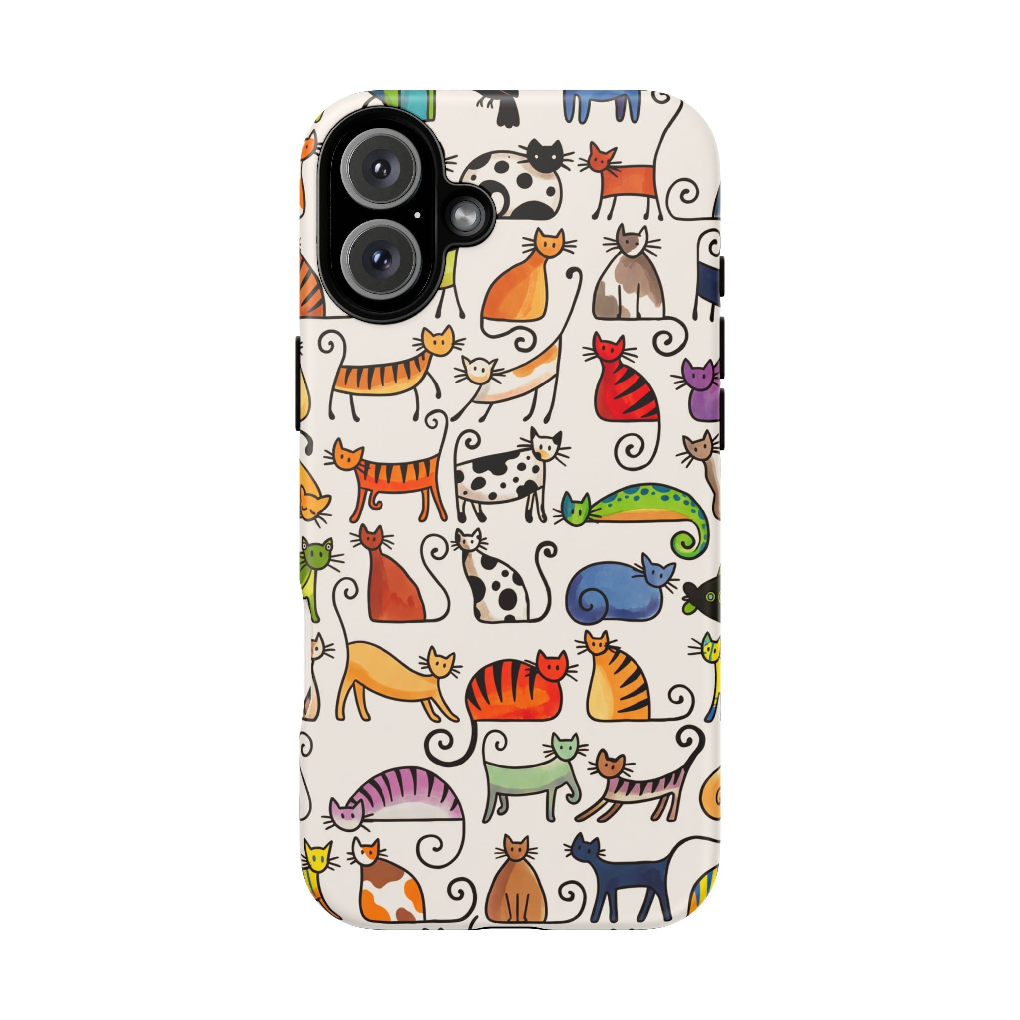Cat Pattern Tough iPhone Case | Colourful Cartoon Cats