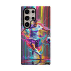 Soccer Player Neon Art Samsung Galaxy Phone Case | Vibrant Football Kick Protective Cover