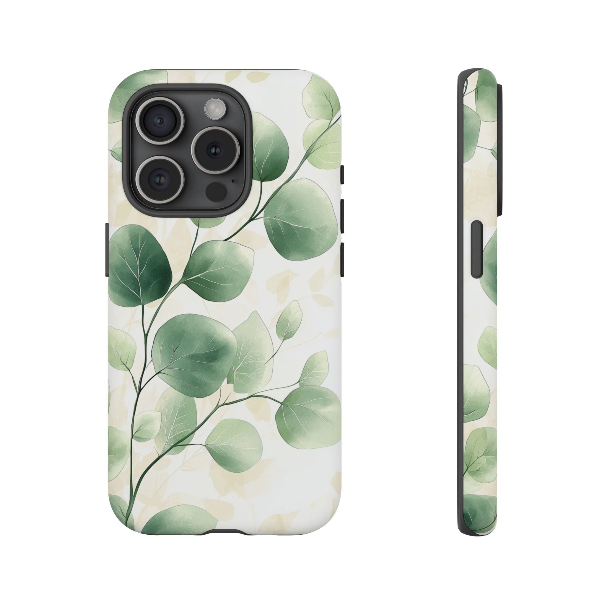 Botanical Eucalyptus Tough iPhone Case | Green Watercolour Leaf