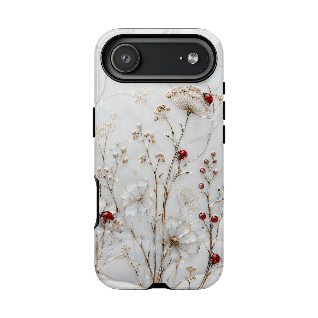 Ladybug Floral iPhone Case | White Flower iPhone Case