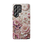 Custodia Rigida per Telefono Samsung Galaxy Floral Moon | Cover Protettiva con Peonia Rosa Vintage