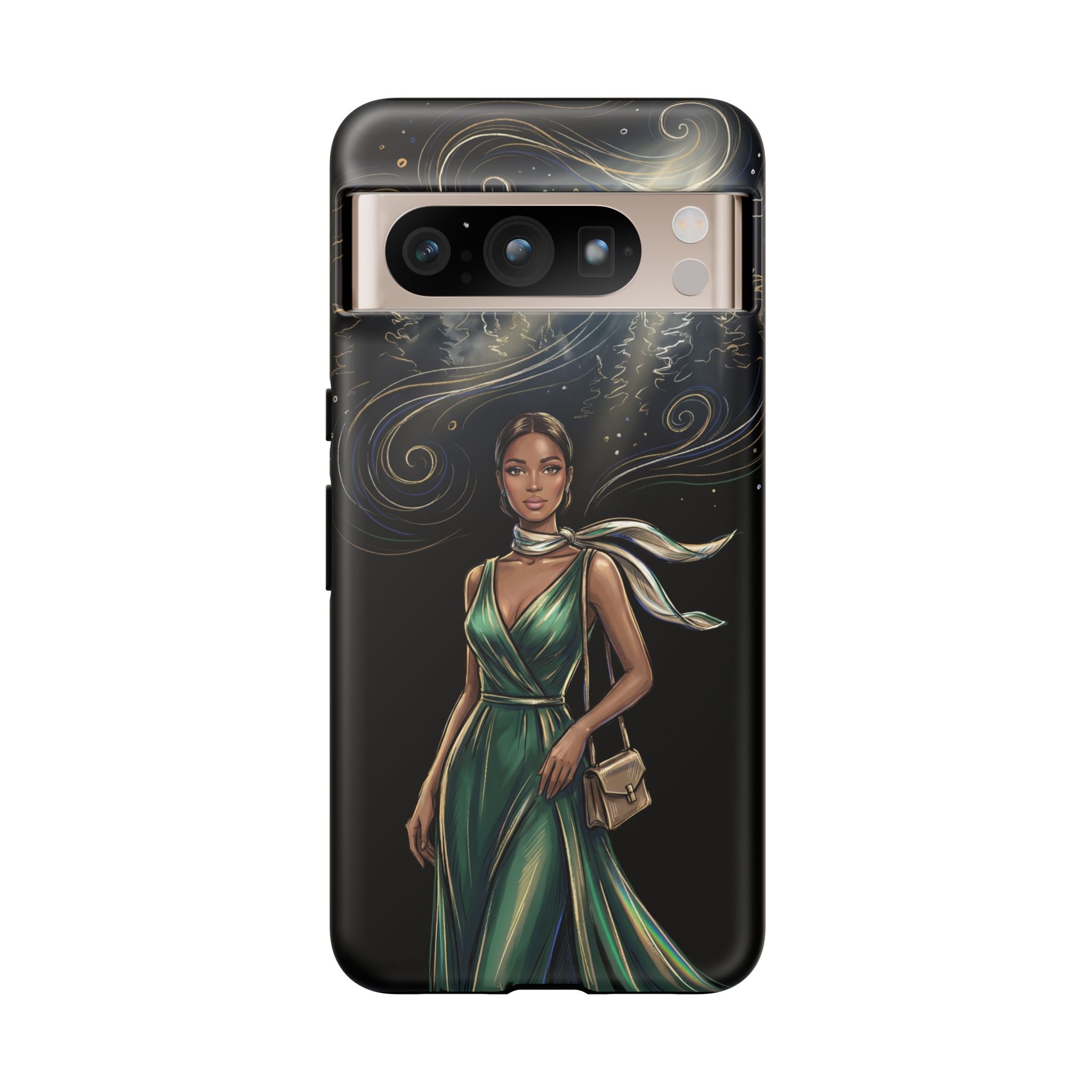 Elegant Woman in Green Dress Art Protective Tough Google Pixel Phone Case