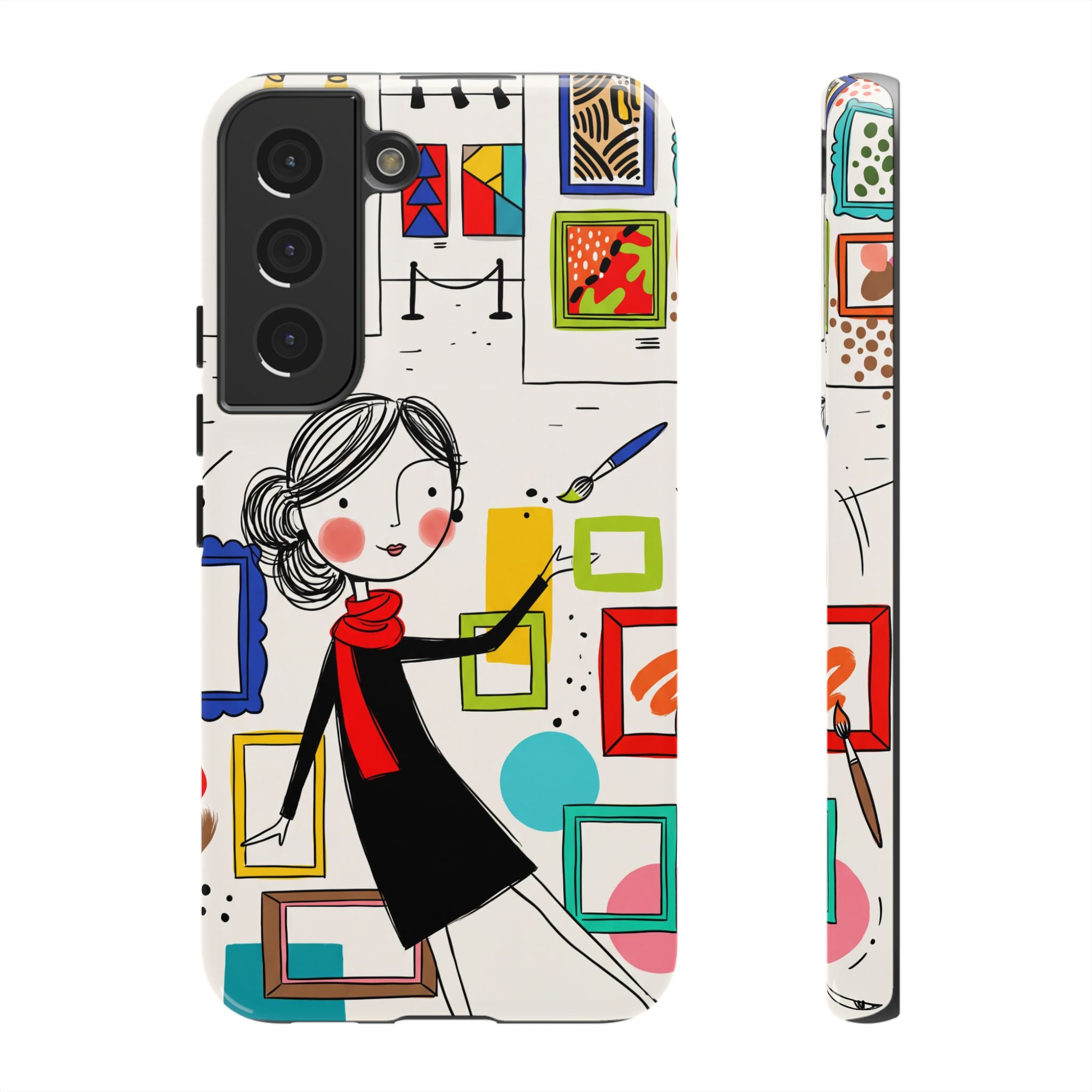 Art Gallery Illustration Samsung Galaxy Phone Case | Cute Woman with Frames Design