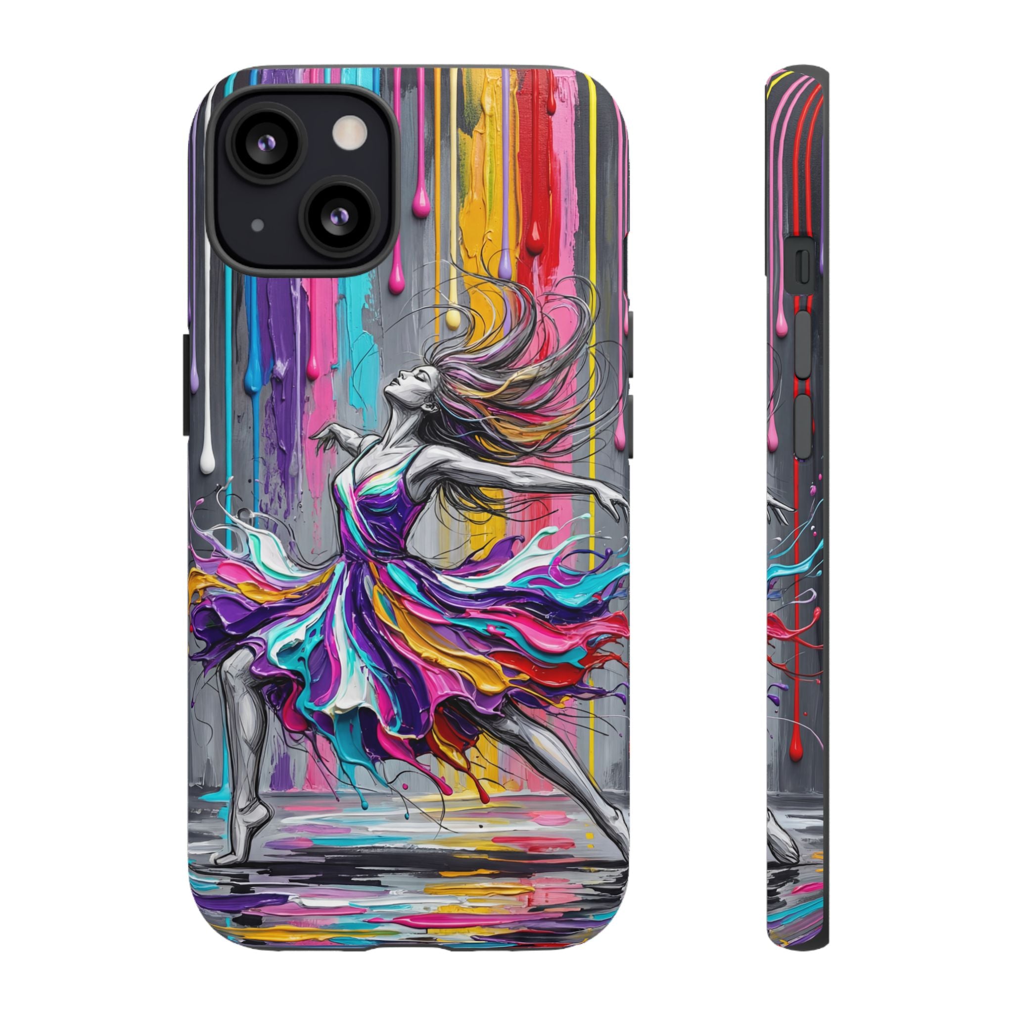 Colorful Dancer Tough iPhone Case | Vibrant Drip Art Protective Cover
