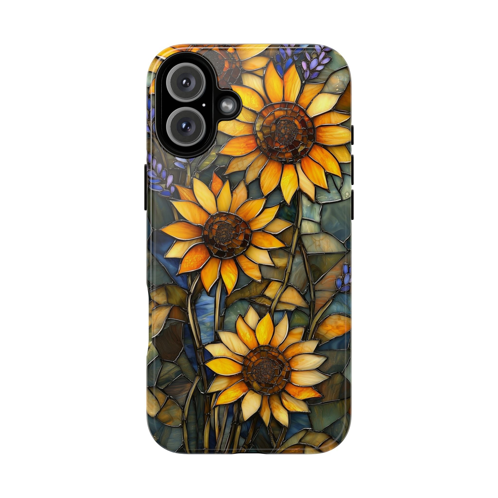 Sunflower Stained Glass Tough iPhone Case | Floral Protective Cover