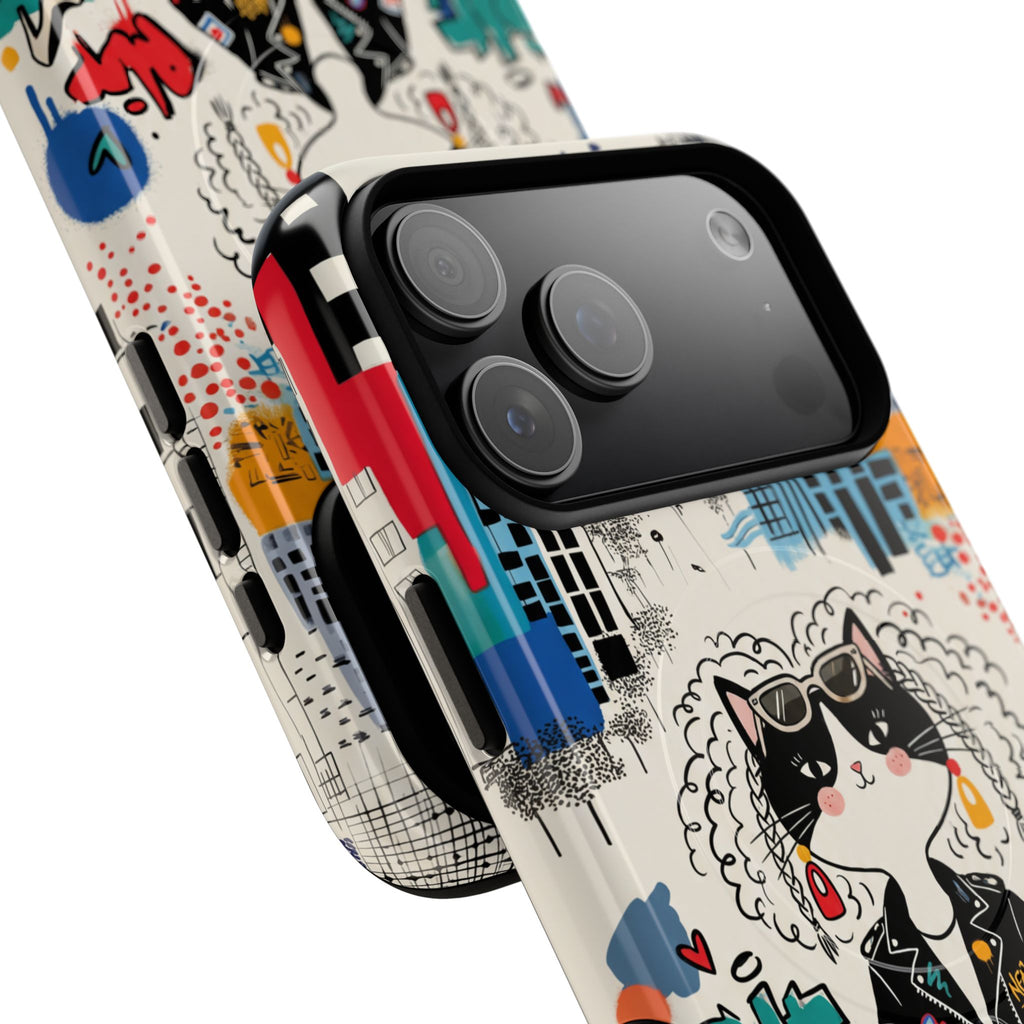 Punk City Cat Graffiti Design MagSafe iPhone Case