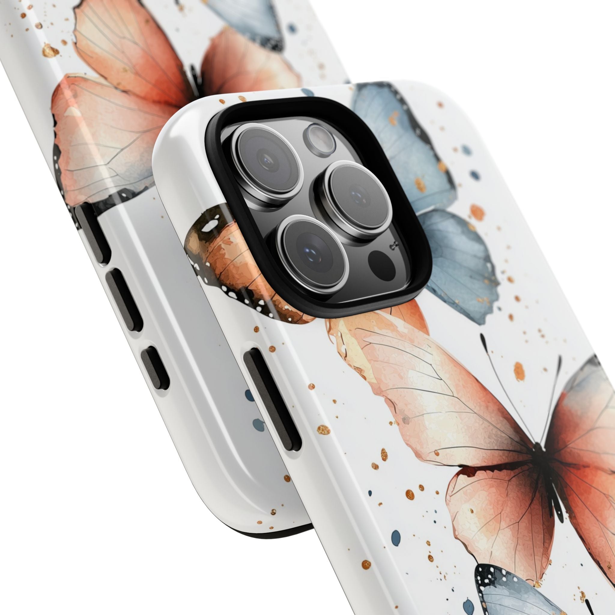 Watercolour Blue & Peach Butterfly Tough iPhone Case