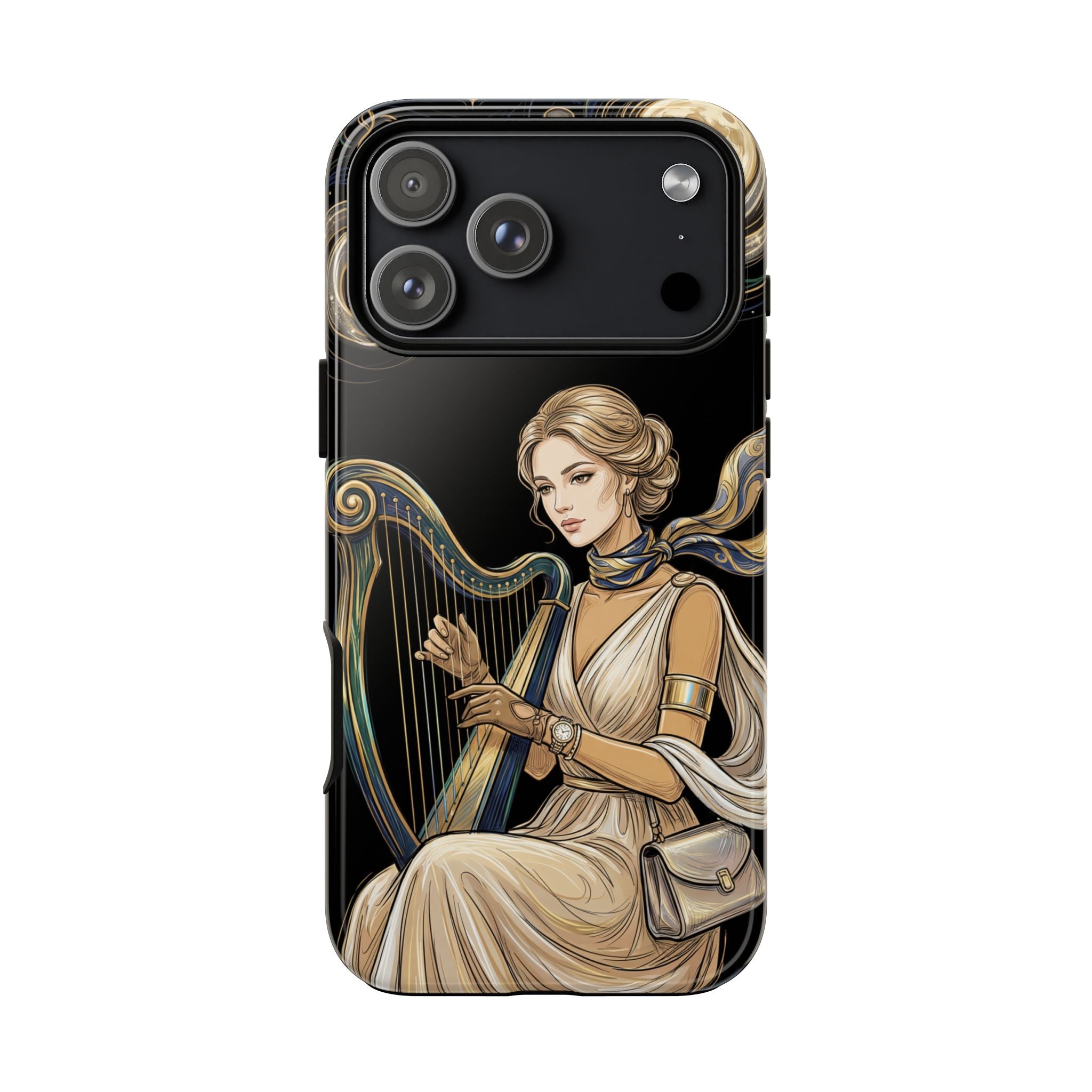 Moonlit Harp iPhone Case | Vintage Goddess Musician Art