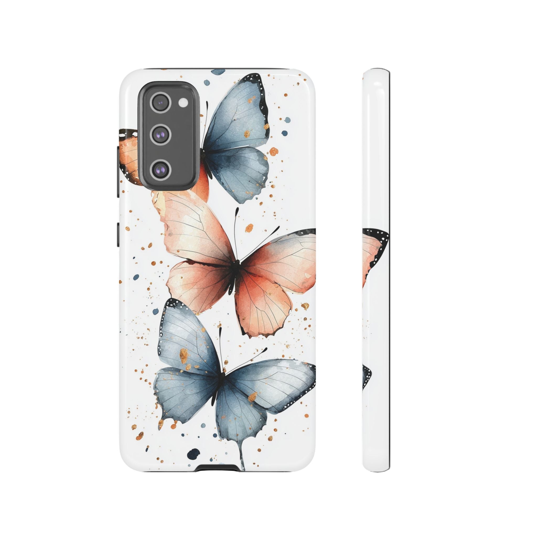 Watercolour Blue & Peach Butterfly Tough Samsung Galaxy Case