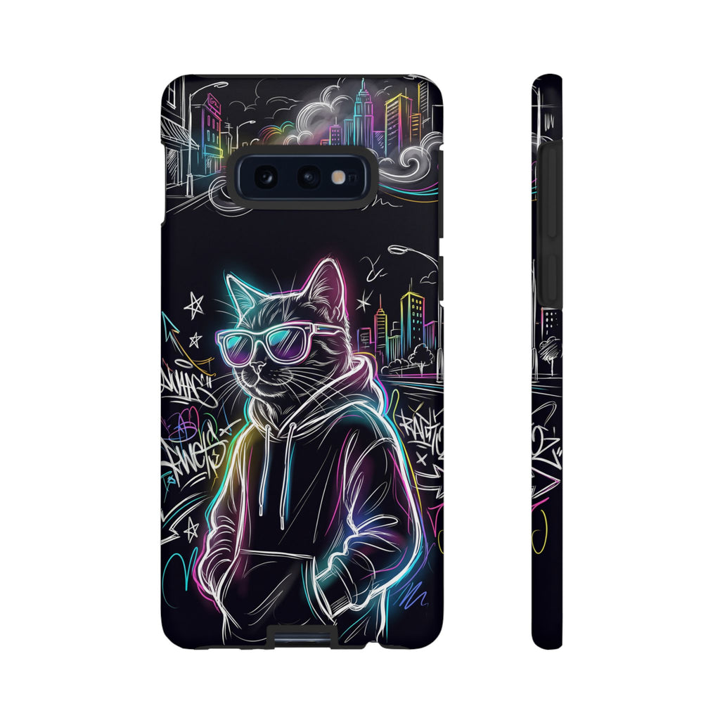 Cool Hoodie Neon Street Cat Samsung Galaxy Phone Case
