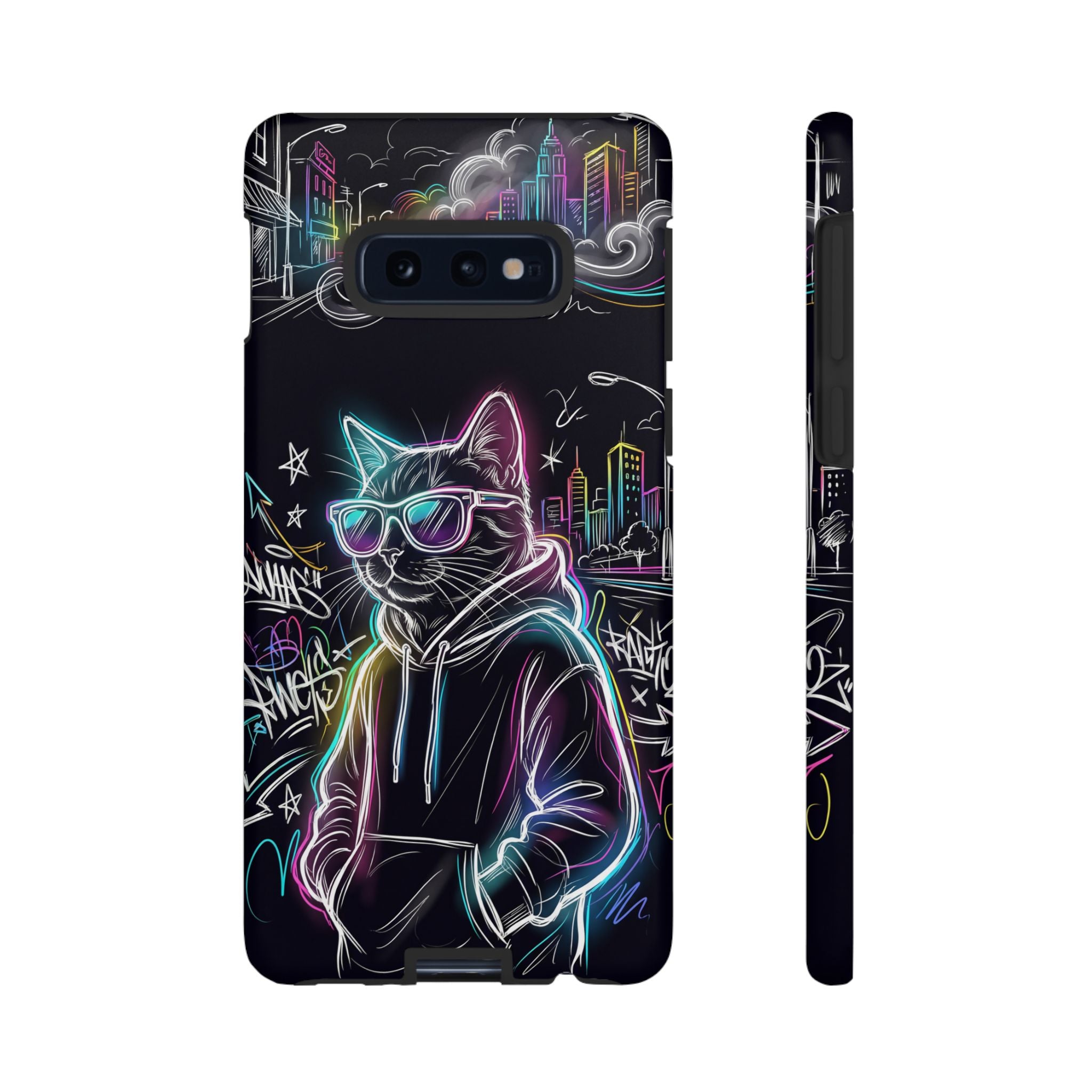 Cool Hoodie Neon Street Cat Samsung Galaxy Phone Case