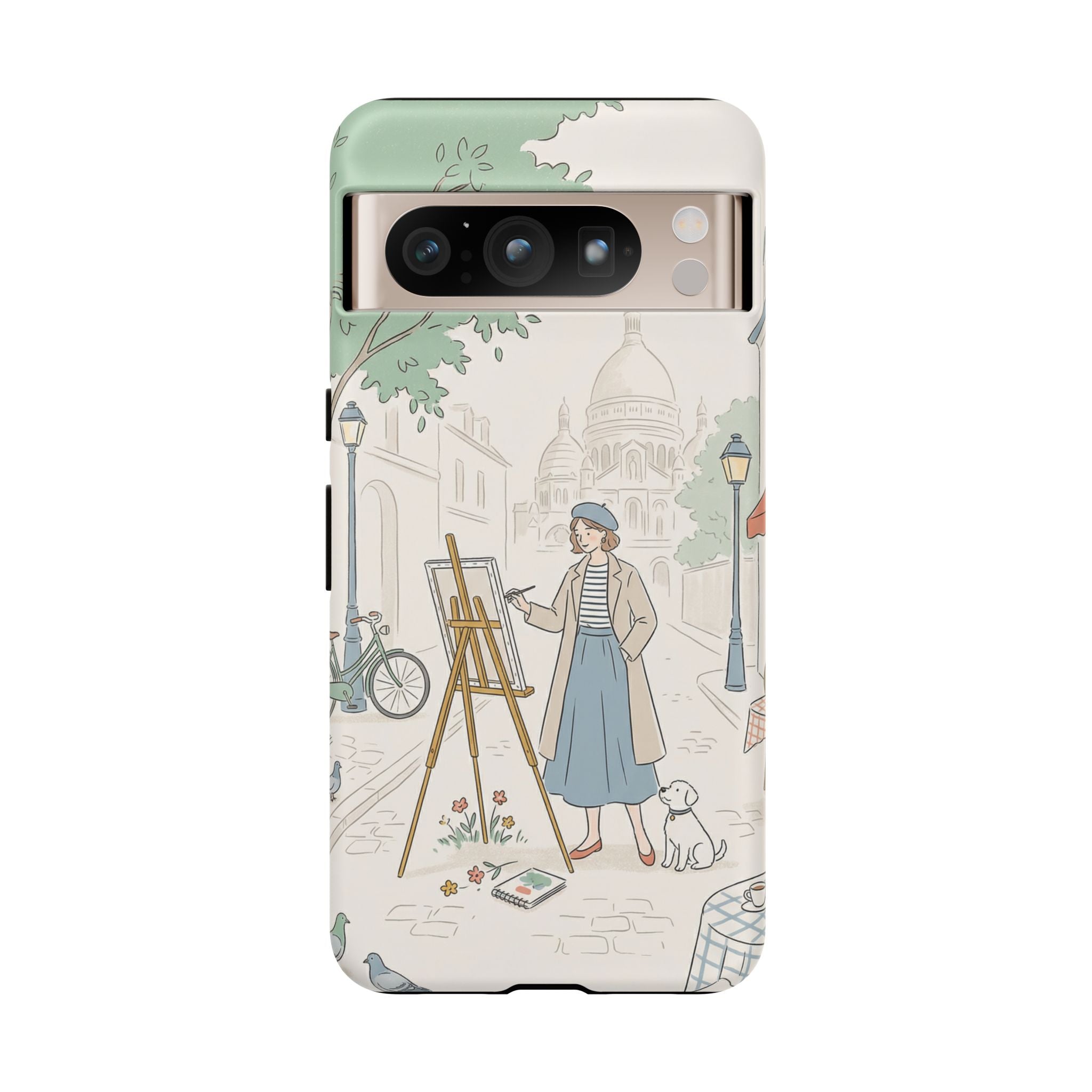 Artist in Paris Google Pixel Phone Case | Vintage Painter Street Scene Protective Cover