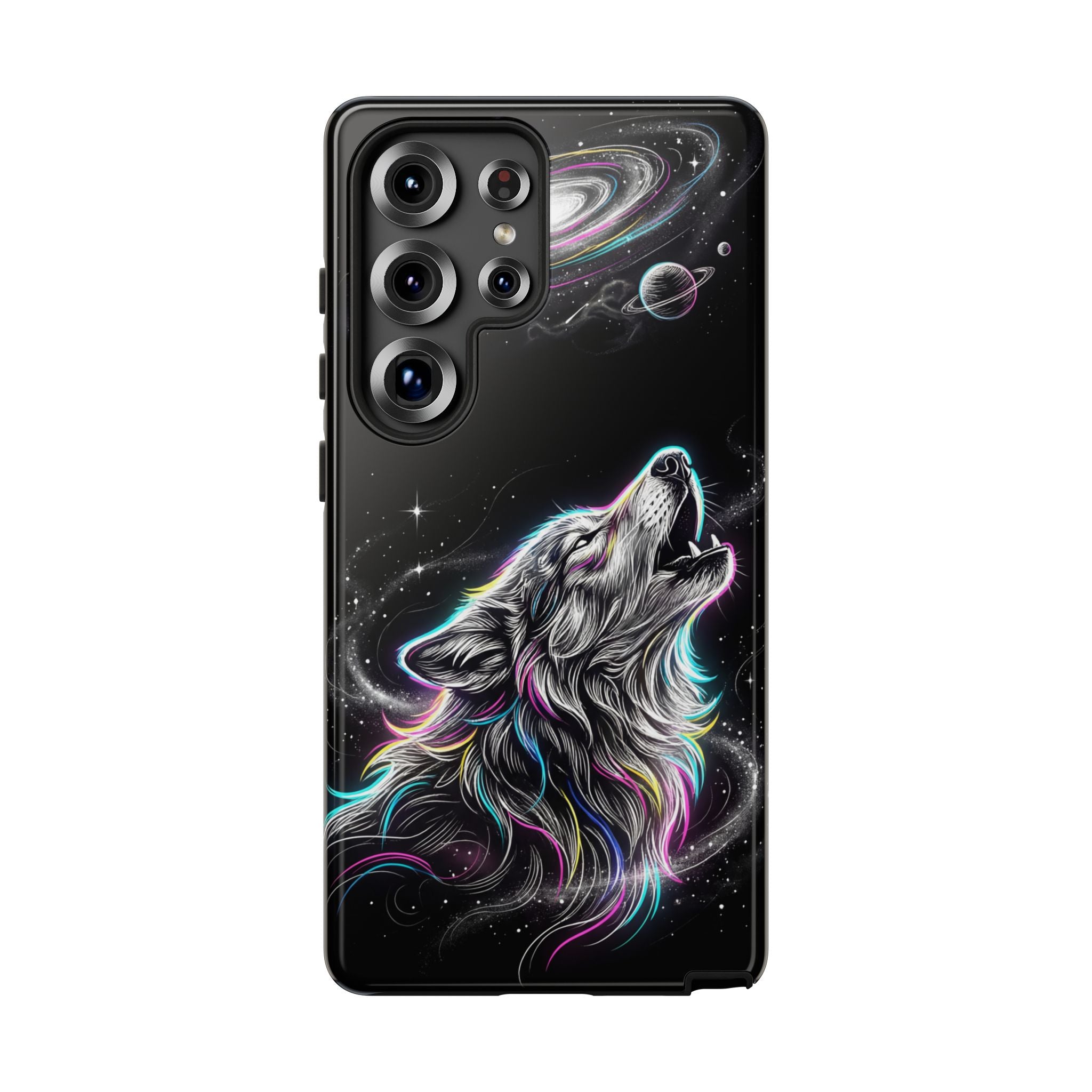 Wolf Galaxy Tough Samsung Galaxy Phone Case | Colorful Howling Wolf Space Design