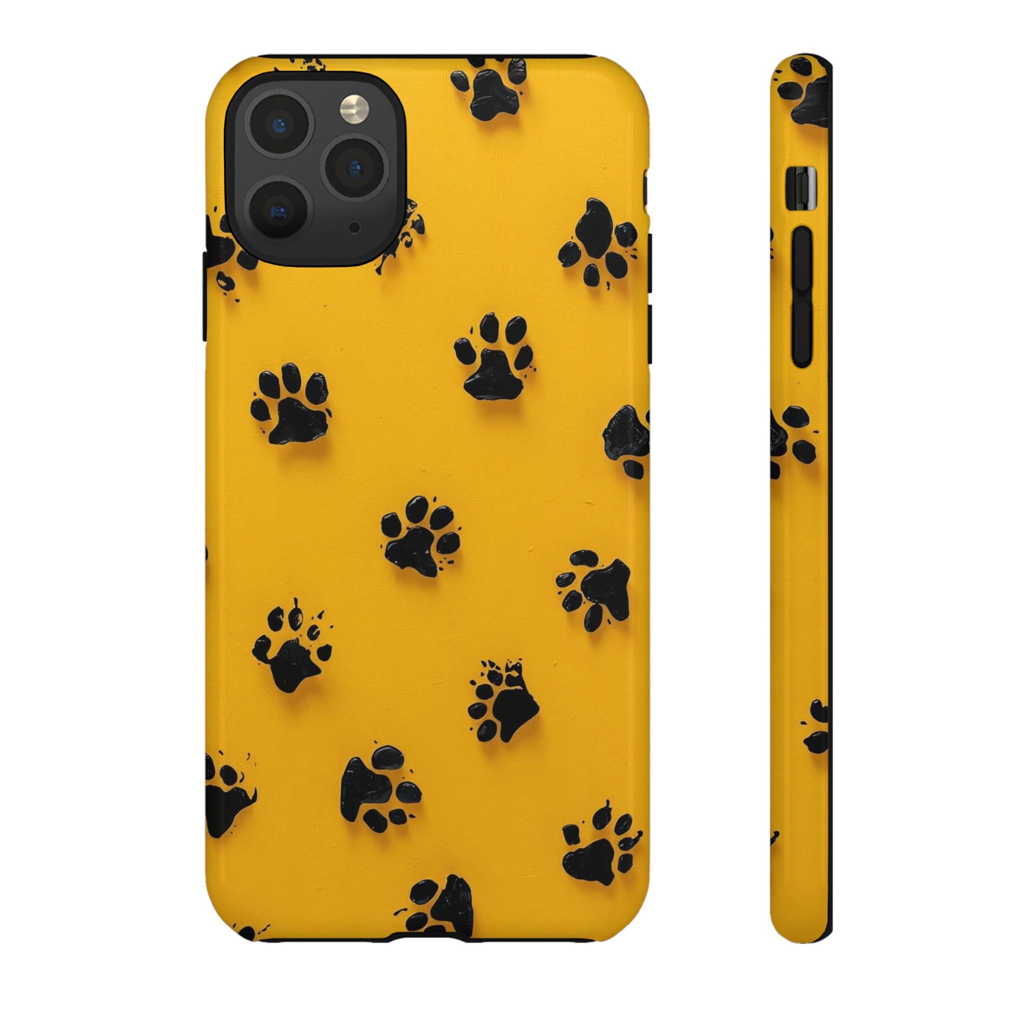 Yellow Paw Print Tough iPhone Case — Protective Dog & Cat Lover Cover