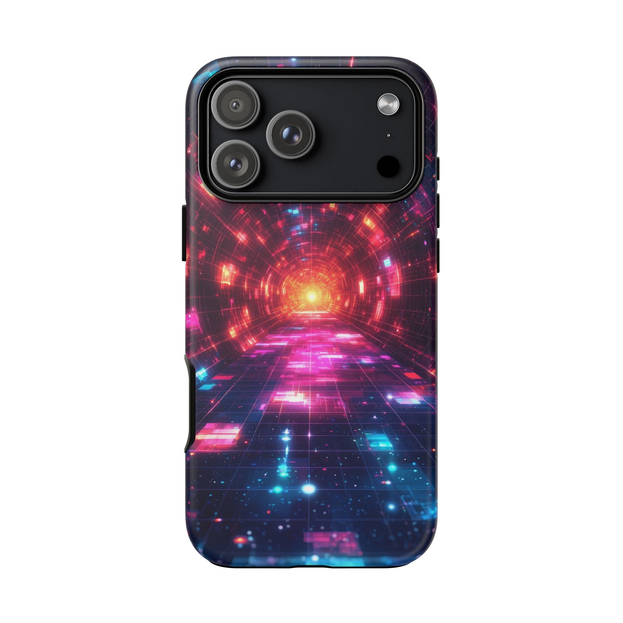 Neon Tunnel Tough iPhone Case — Retro Futuristic Galaxy Design